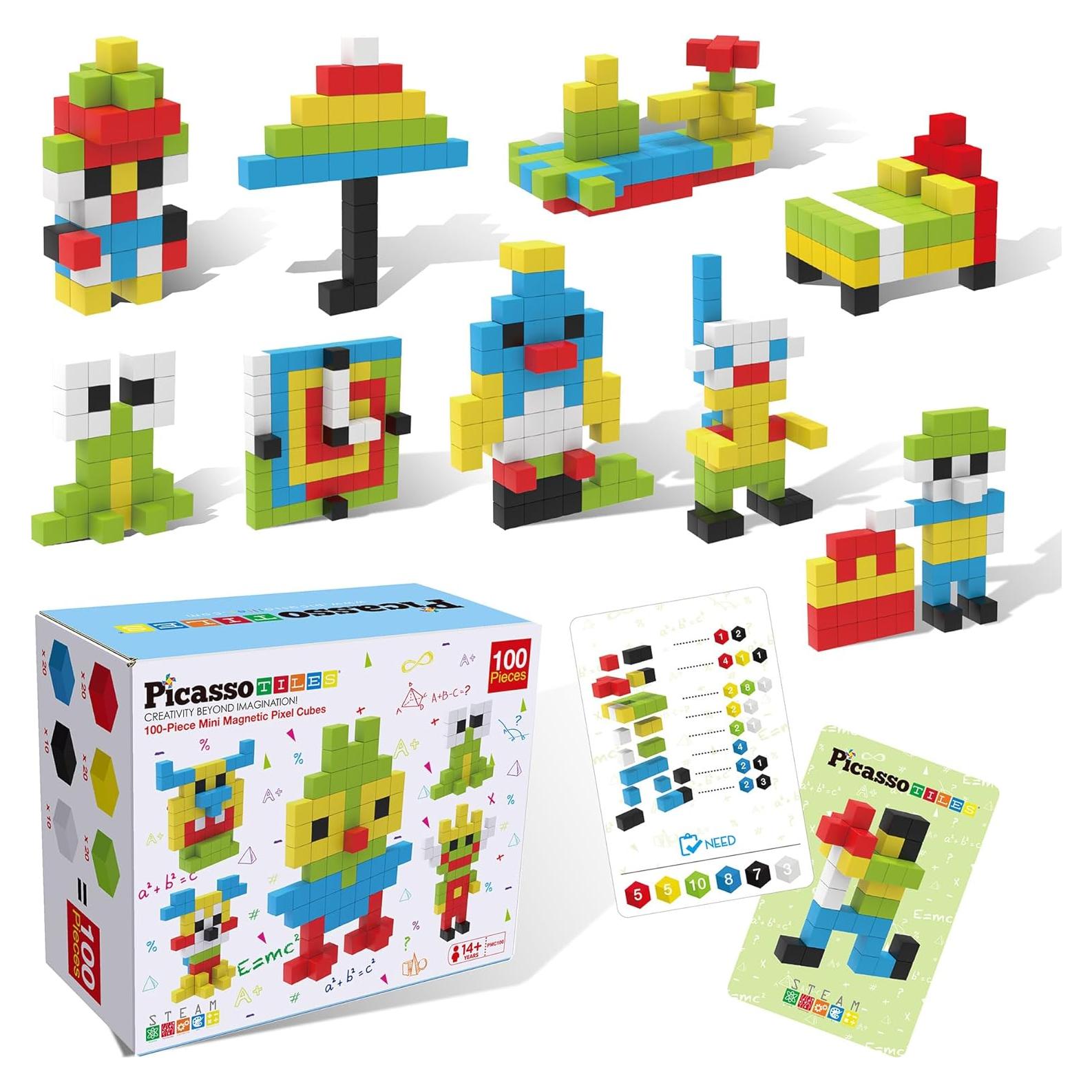 PicassoTiles 100 Piezas Cubos Magnéticos 1.27 cm Juguete Educativo