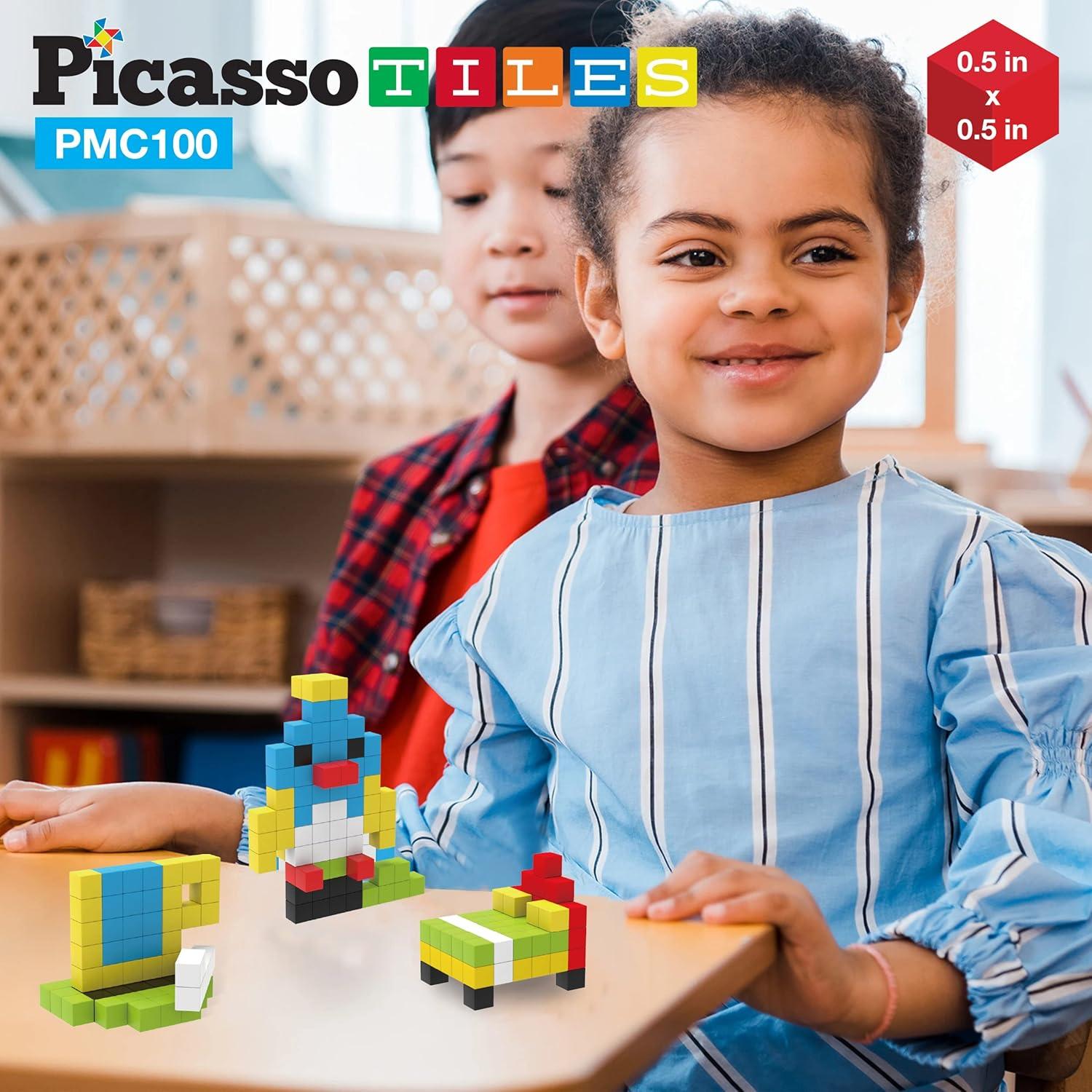 PicassoTiles 100 Piezas Cubos Magnéticos 1.27 cm Juguete Educativo