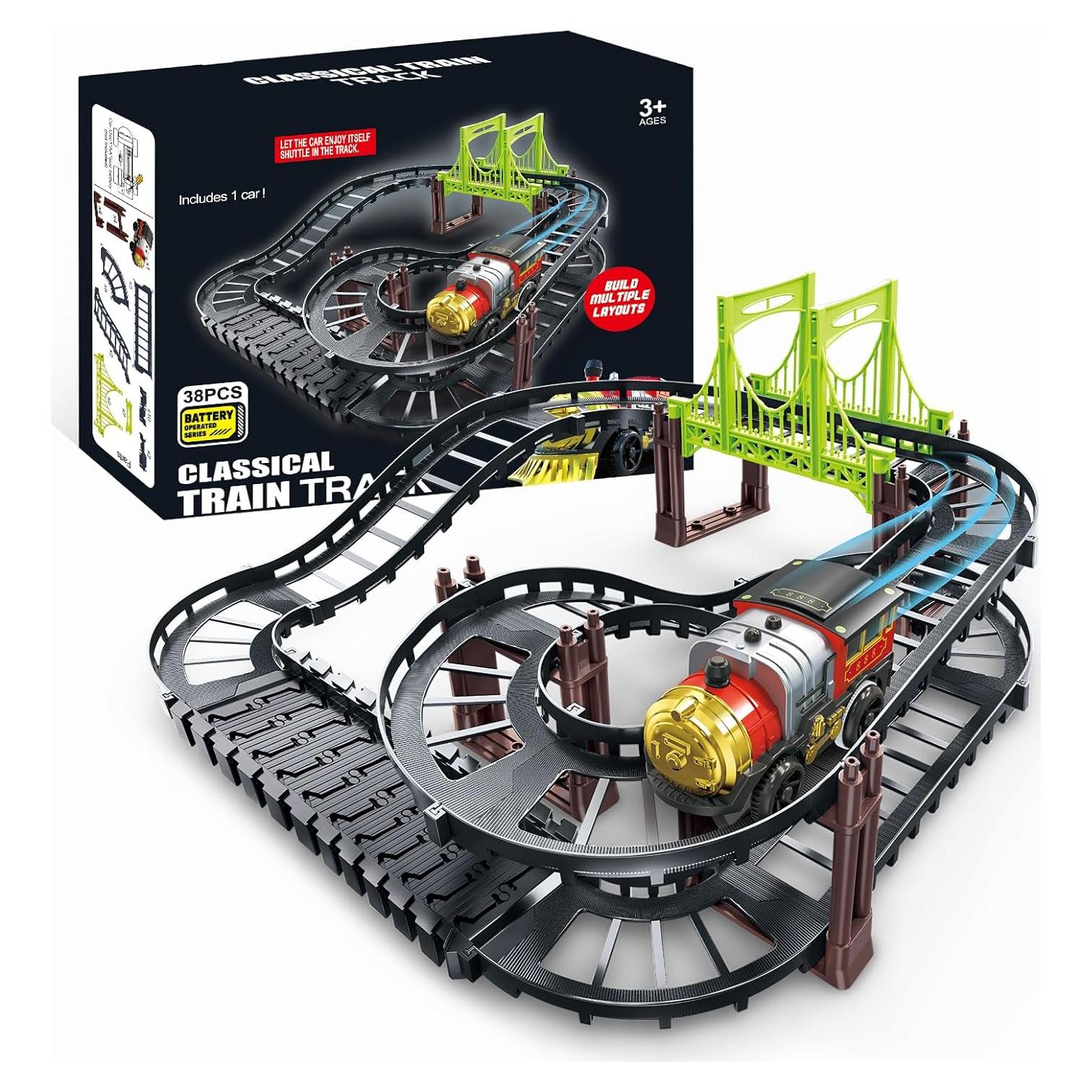 Juego de Vías de Tren Vintage Jiapin - 38 Piezas DIY