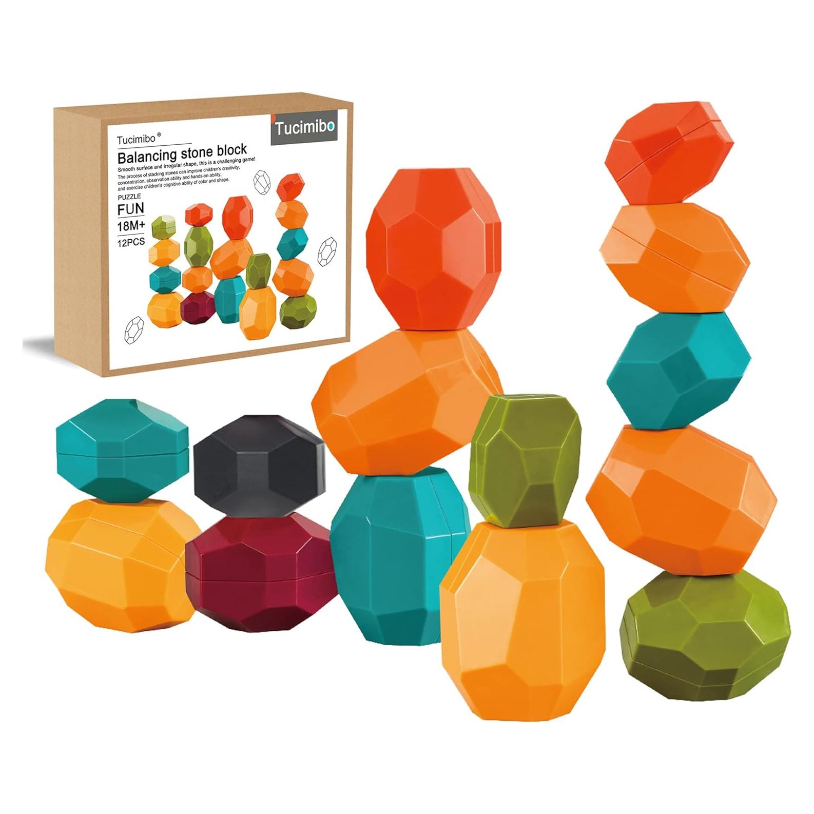 Juego de Piedras de Equilibrio Jumbo Tucimibo - Juguete Educativo 12 Piezas