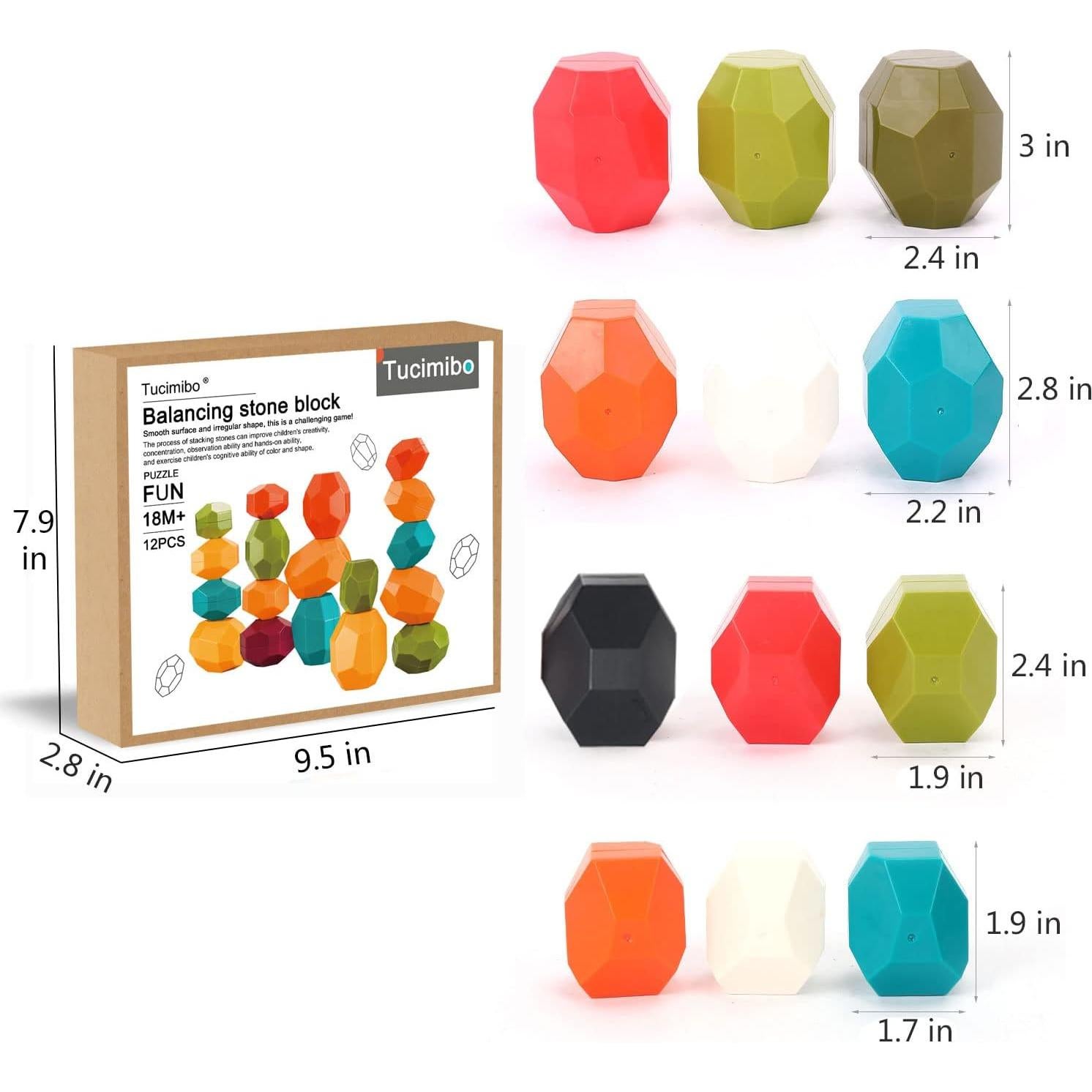 Juego de Piedras de Equilibrio Jumbo Tucimibo - Juguete Educativo 12 Piezas