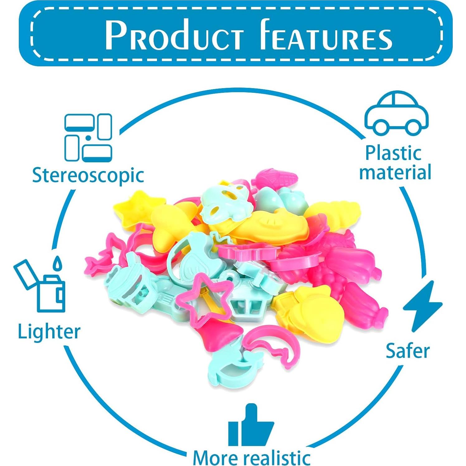 Set de 40 Herramientas de Plastilina HyDren - Cortadores Coloridos