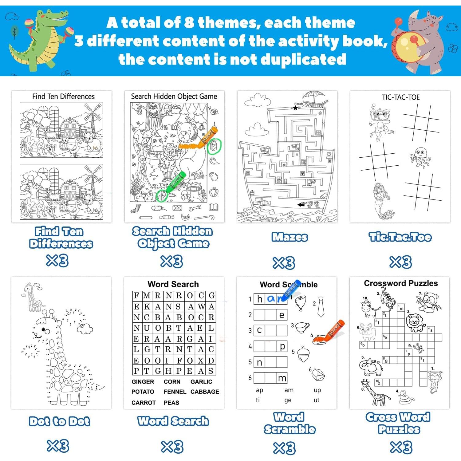 24 Mini Libros de Actividades Kalysky para Niños 4-12 Años