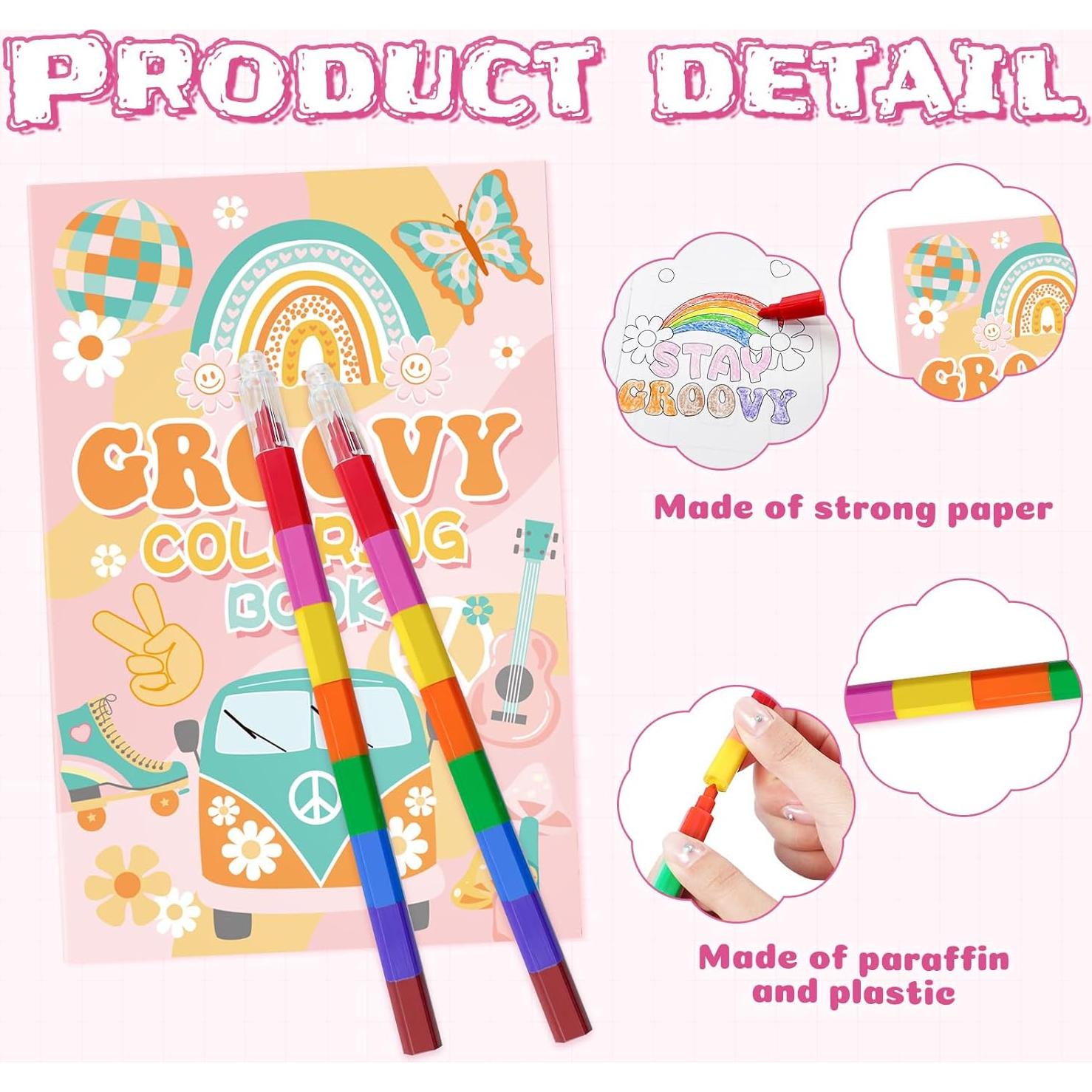 Set de 24 Libros para Colorear Cinrobiye con 24 Crayones