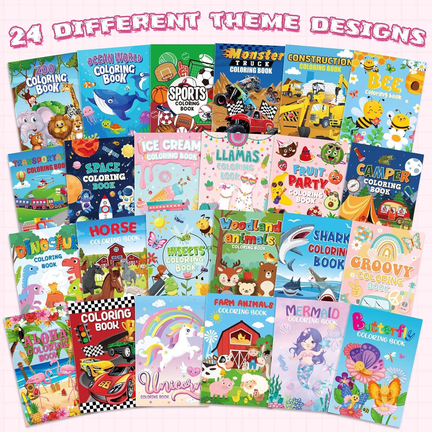 Set de 24 Libros para Colorear Cinrobiye con 24 Crayones
