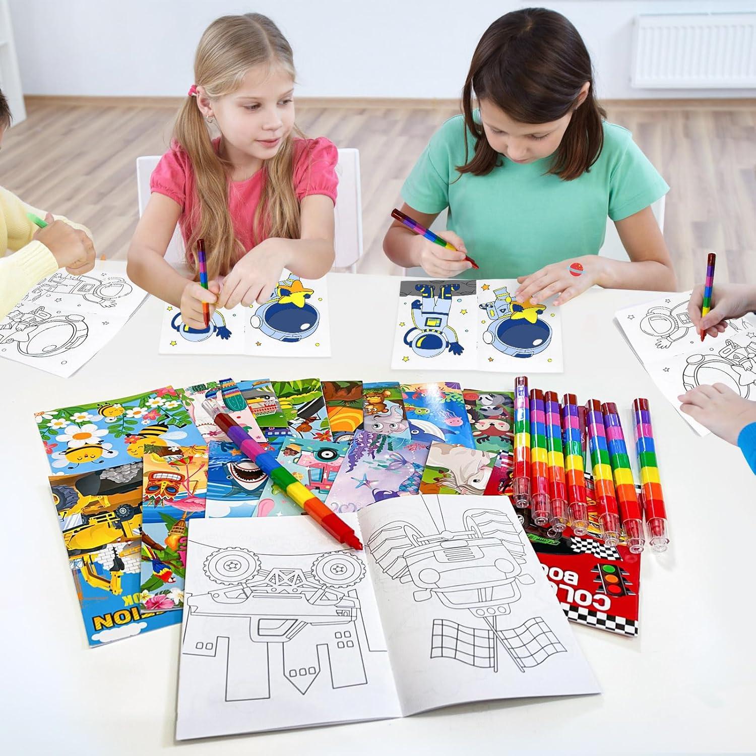 Set de 24 Libros para Colorear Cinrobiye con 24 Crayones