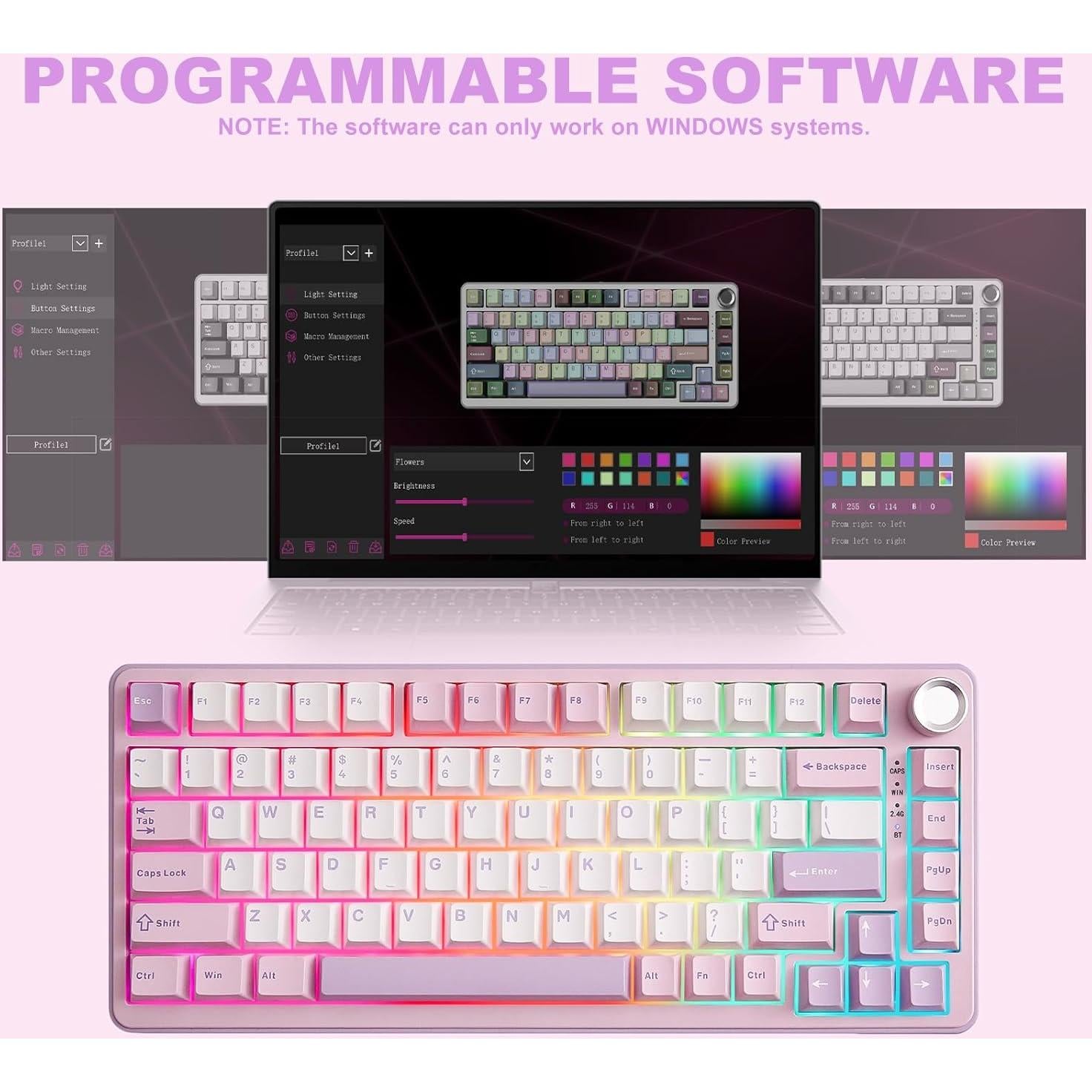 Teclado Mecánico Inalámbrico YUNZII B75 PRO 75% RGB