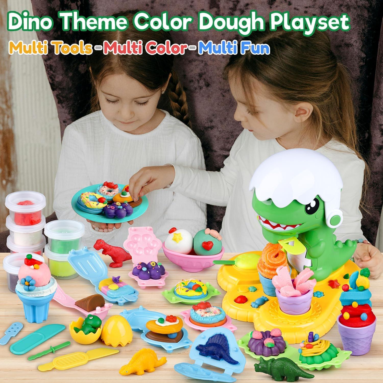 Conjunto de Masa de Color Dinosaurio QI DI SI 8 Latas y Moldes