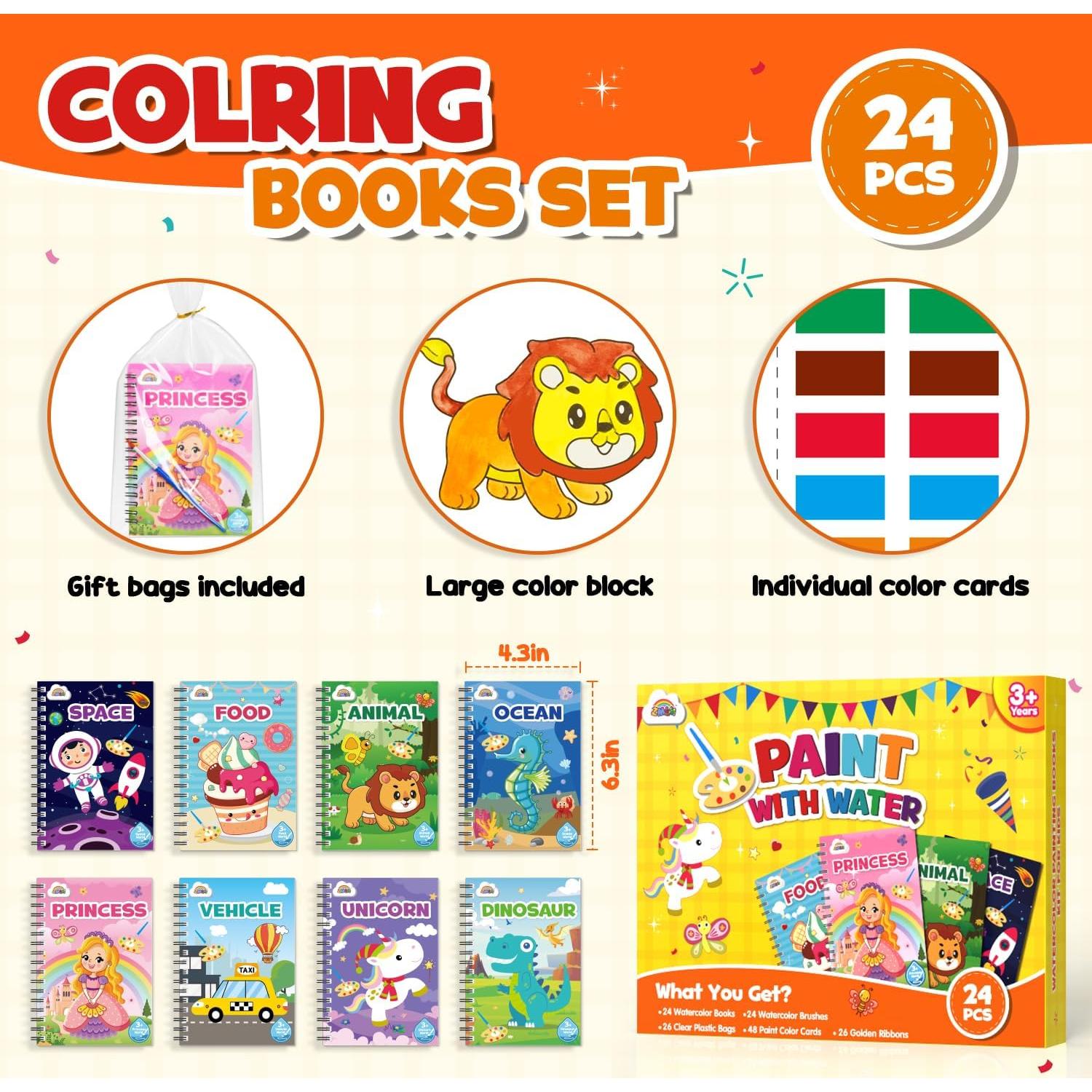 Conjunto de 24 Libros de Colorear ZMLM para Niños 4-8 Años