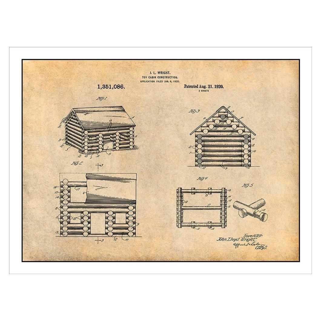 Póster de Patente Lincoln Logs 18x24 Studio 21 Graphix