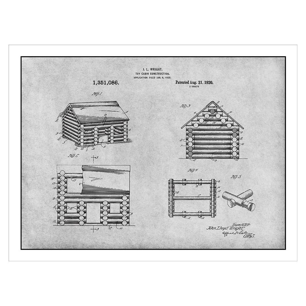 Póster de Patente Lincoln Logs 18x24 Studio 21 Graphix