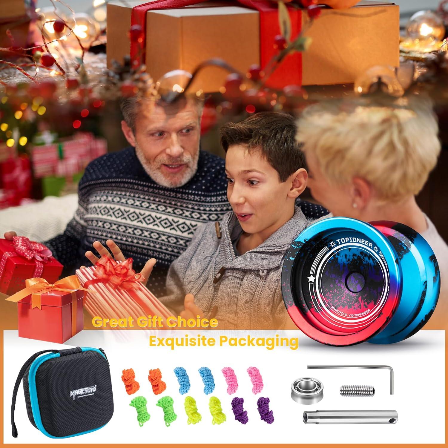 Yoyo Profesional MAGICYOYO V12 para Niños y Avanzados - Negro Azul Rojo