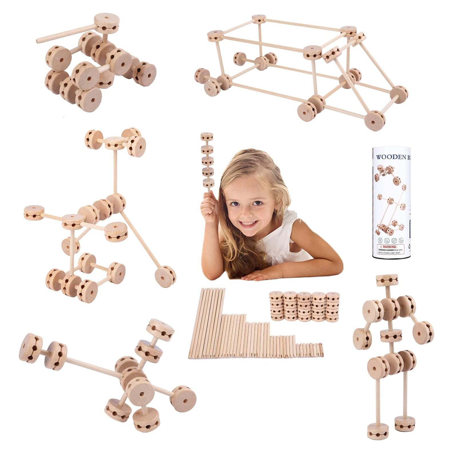 Bloques de Construcción de Madera QIJIAN 60 Pcs Juguete Educativo