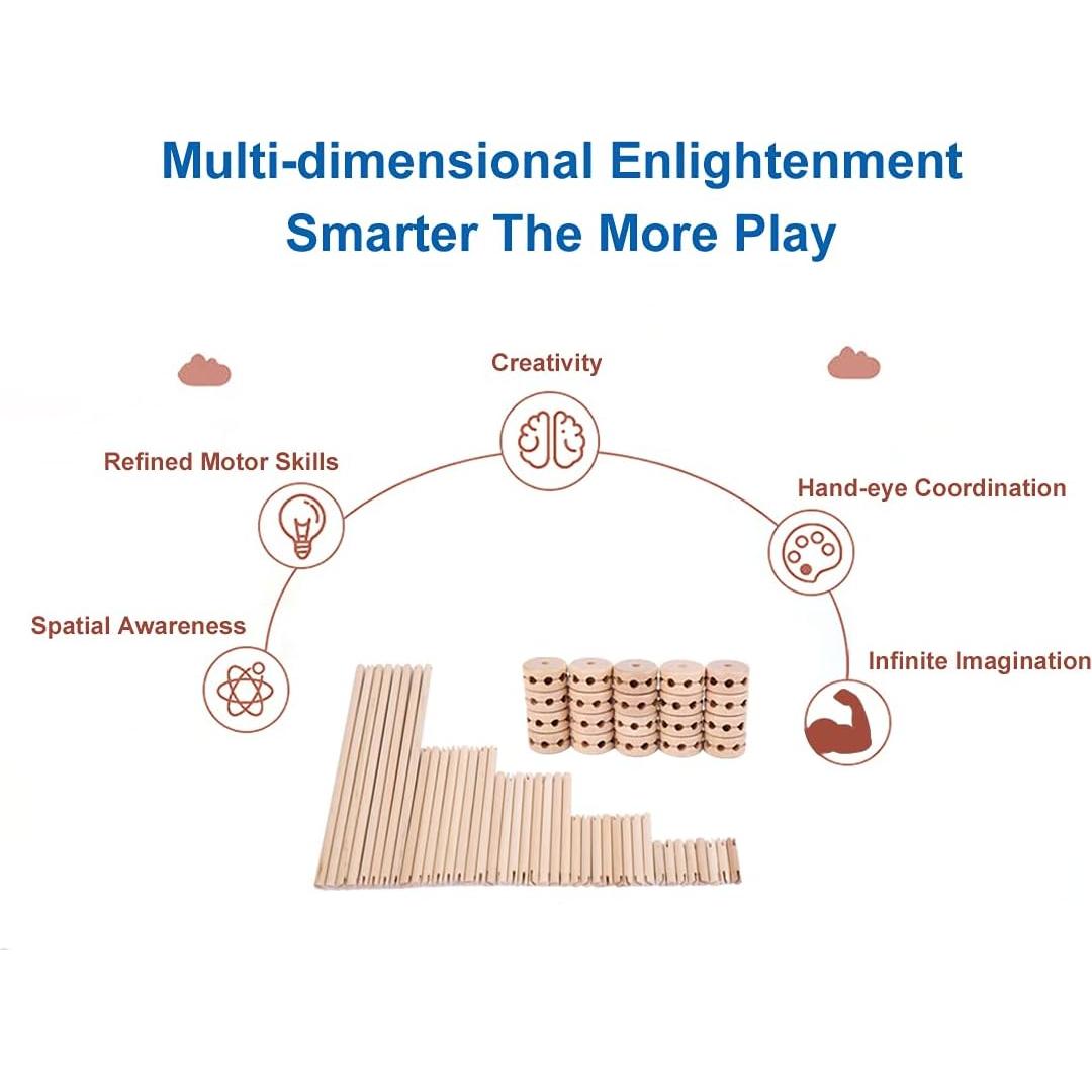 Bloques de Construcción de Madera QIJIAN 60 Pcs Juguete Educativo