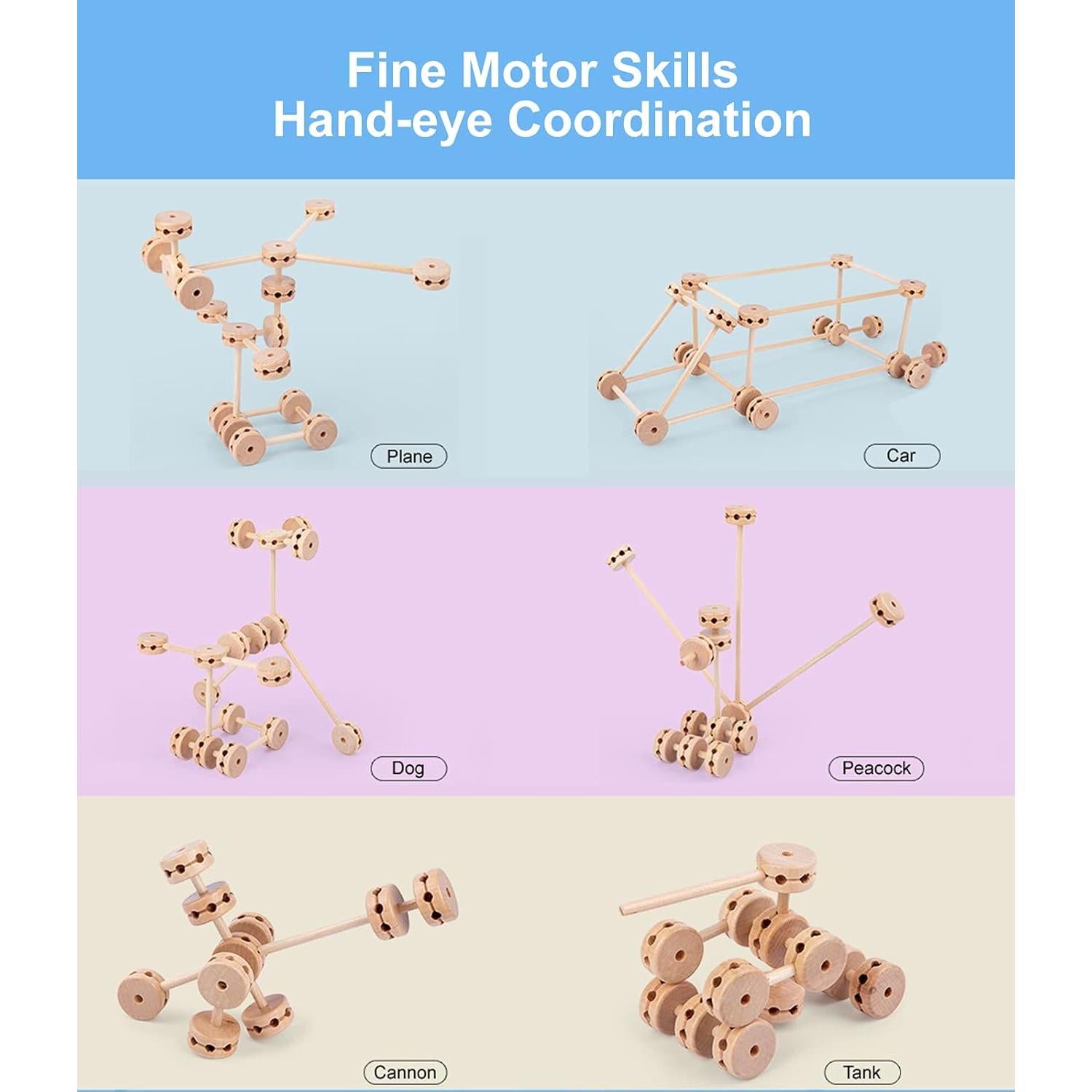 Bloques de Construcción de Madera QIJIAN 60 Pcs Juguete Educativo