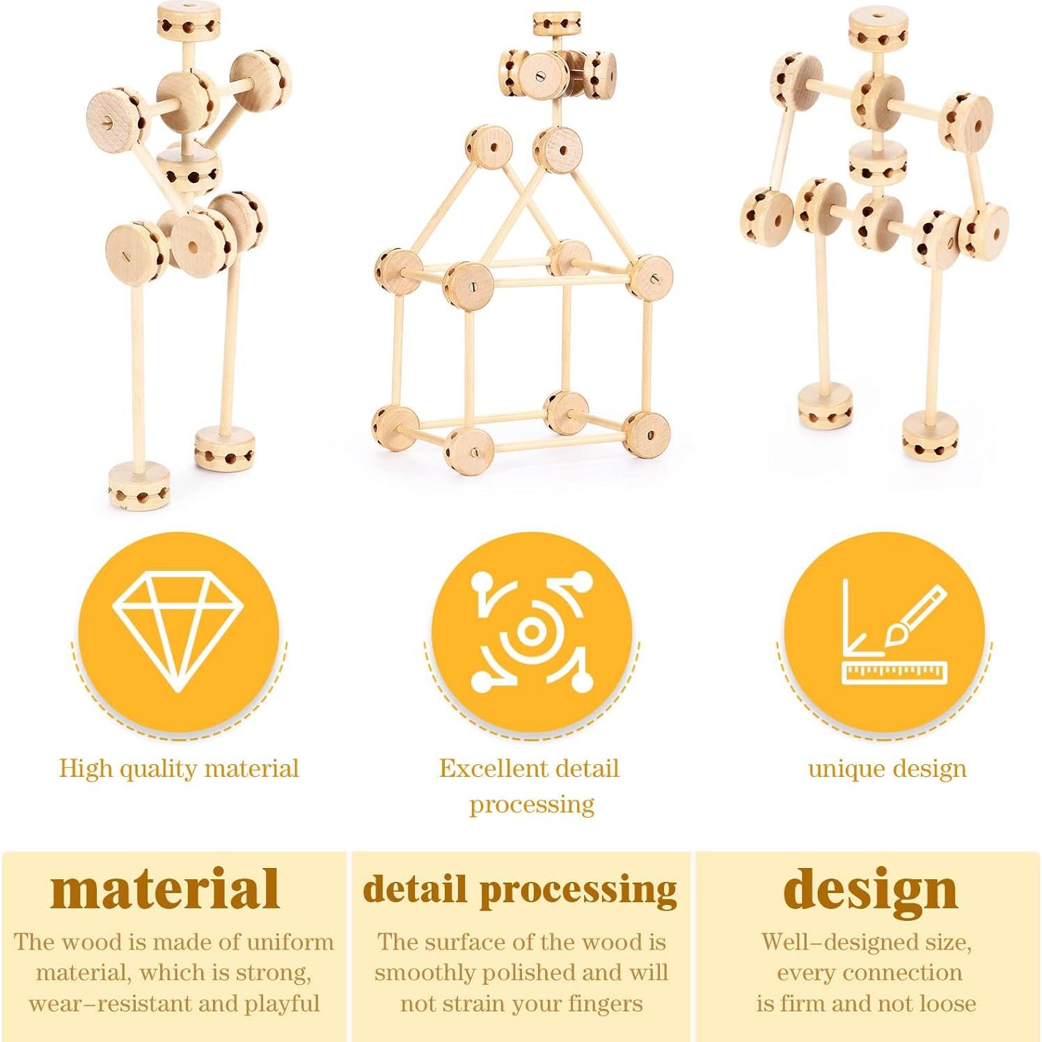 Zhanmai 2 Juegos de Bloques de Construcción de Madera 120 Piezas