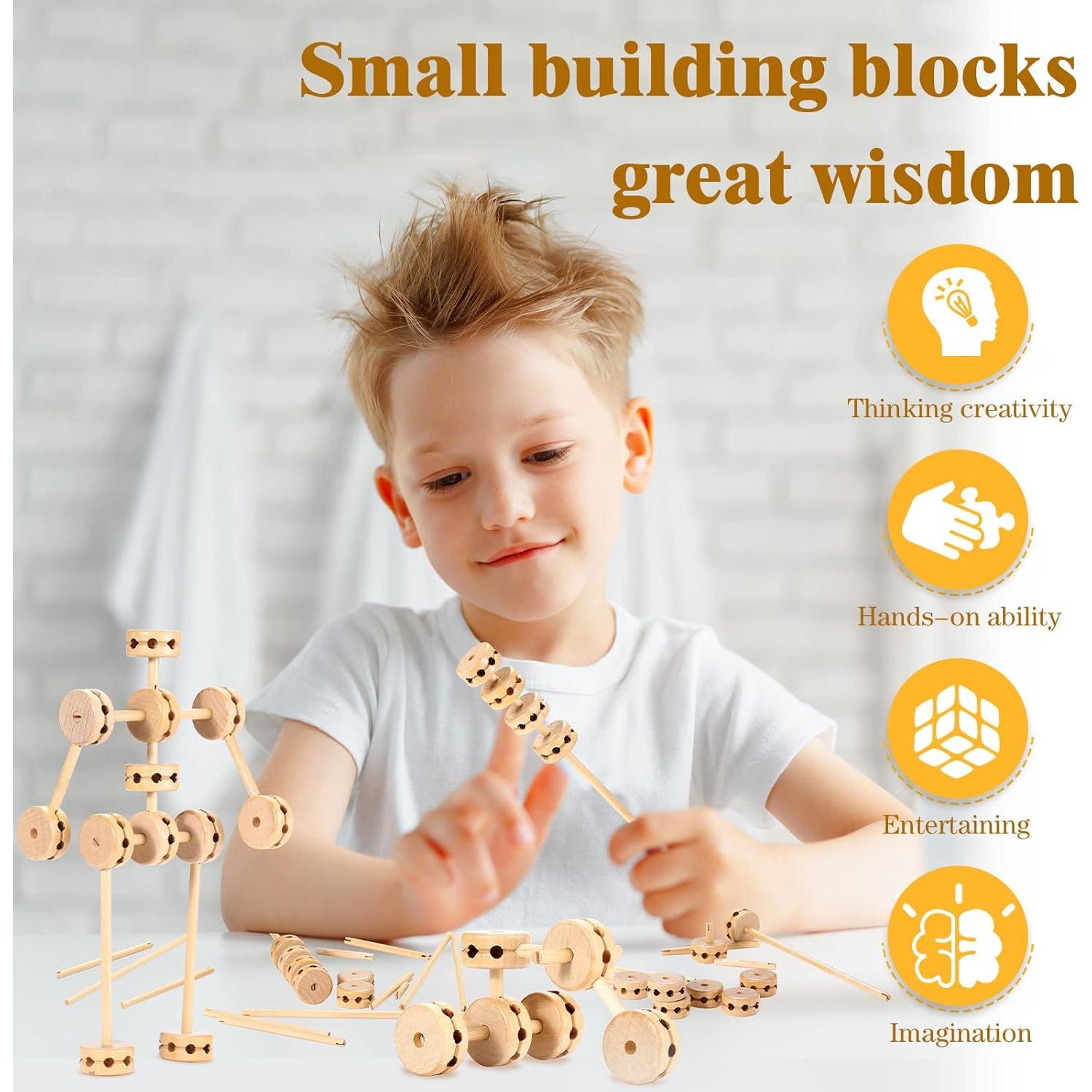 Zhanmai 2 Juegos de Bloques de Construcción de Madera 120 Piezas