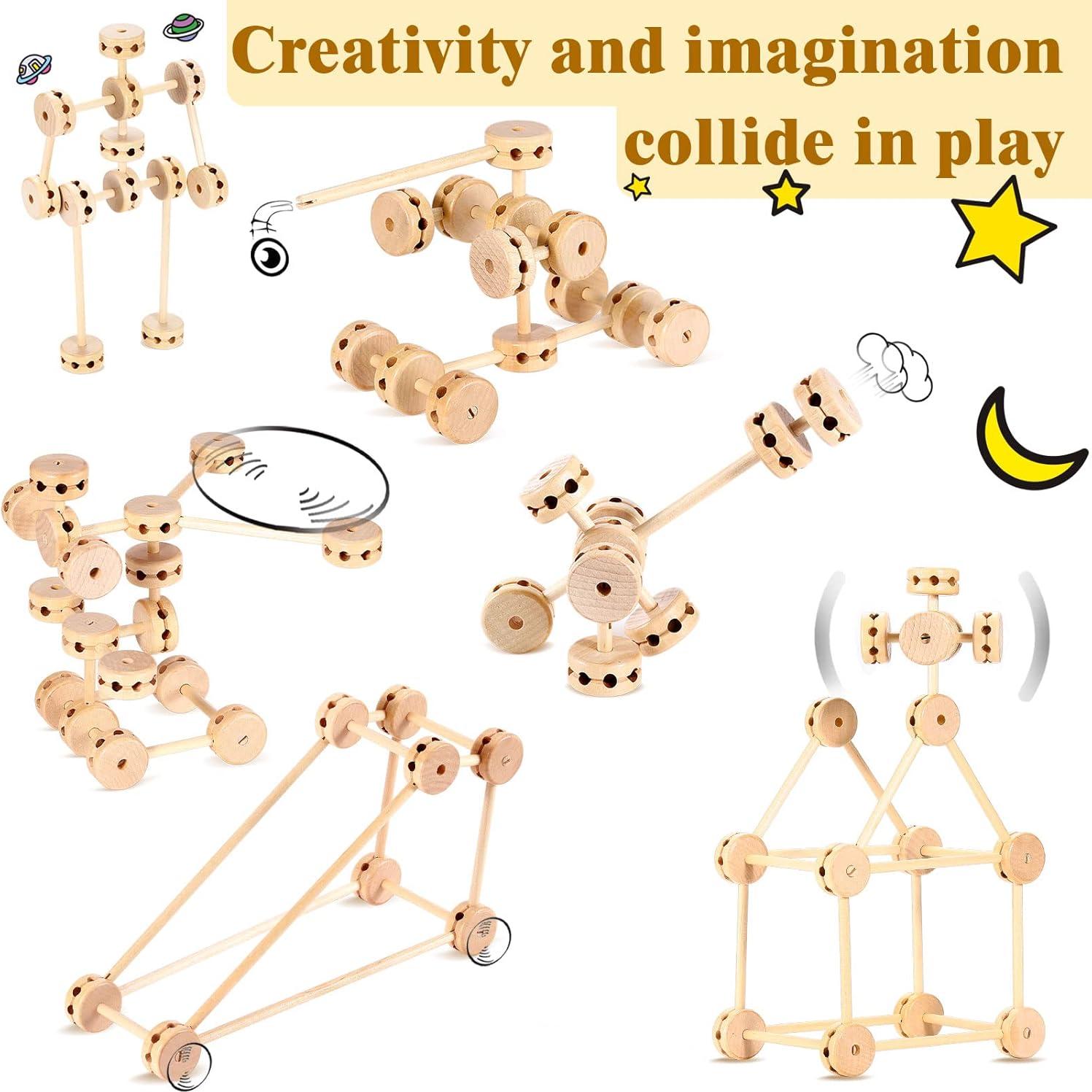 Zhanmai 2 Juegos de Bloques de Construcción de Madera 120 Piezas