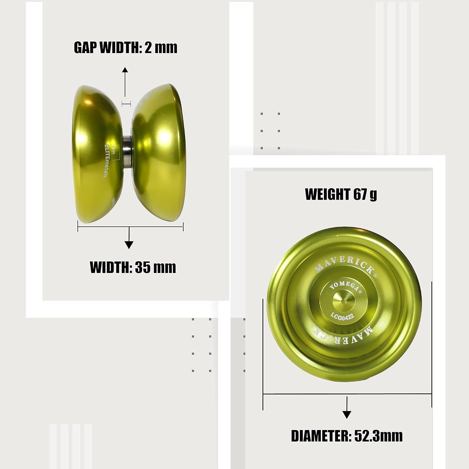 Yo-yo Yomega Maverick de Aluminio Verde con 2 Cuerdas