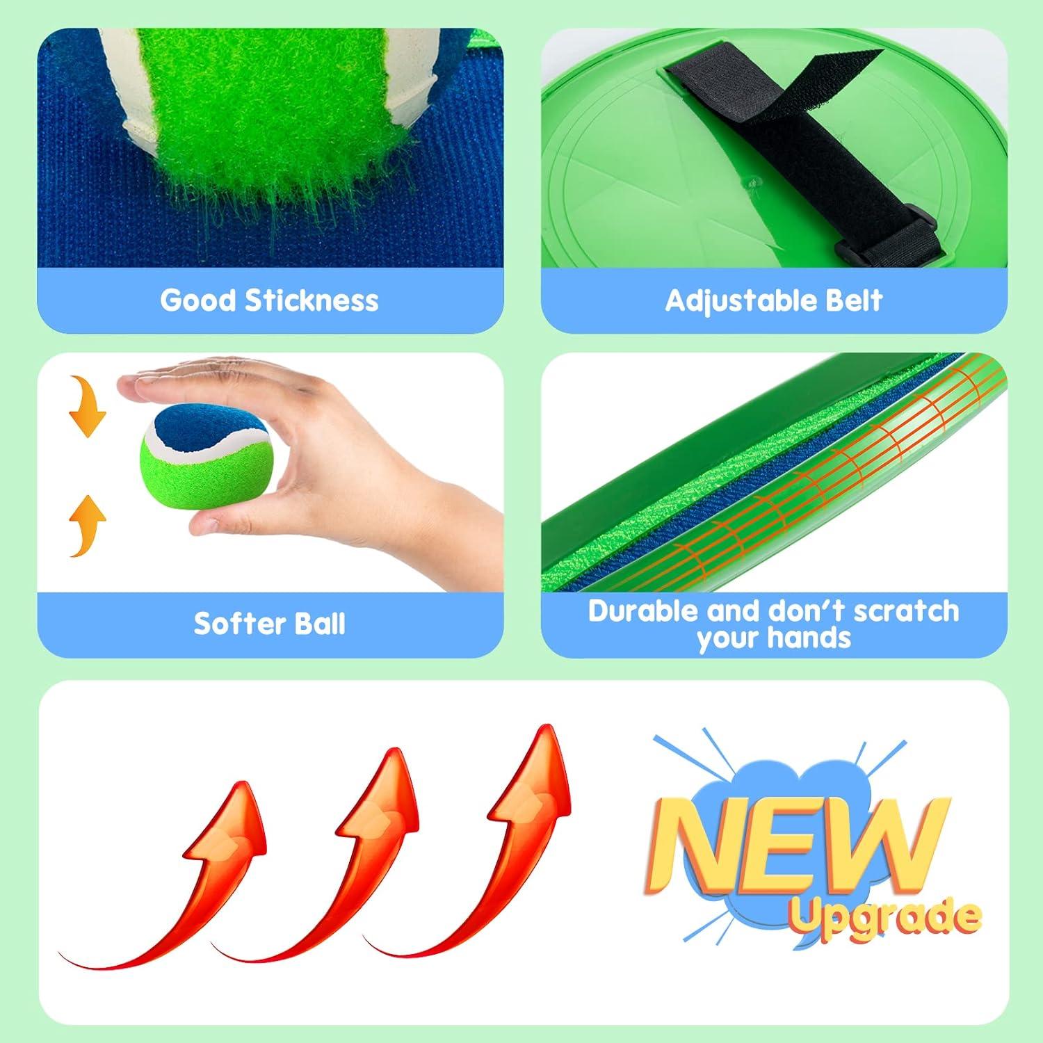 Set de Pelotas para Lanzar y Atrapar - Juguetes de Playa Verde - 6 Palas y 3 Pelotas