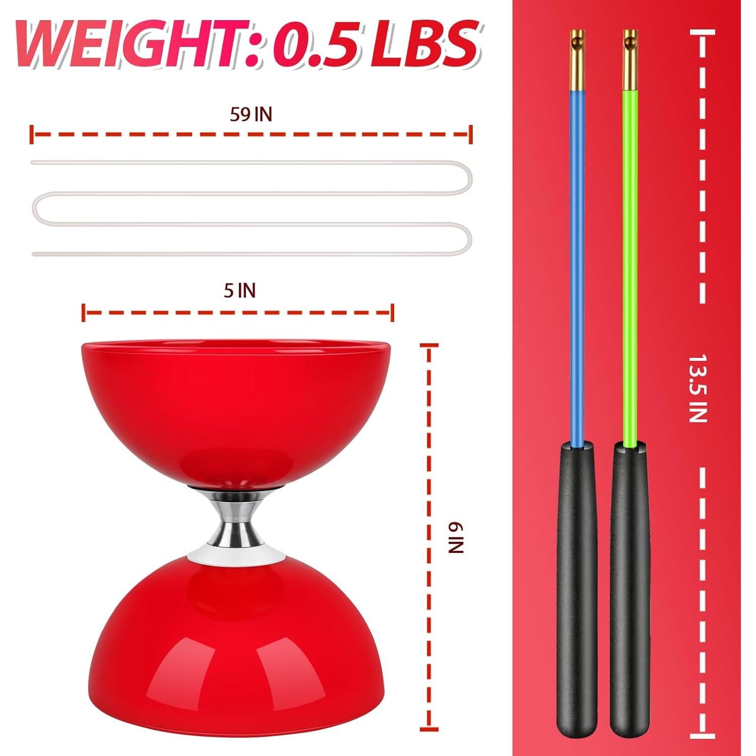 Yoyo Chino BODYRHYTHM Pro 12.7 cm con Palos y Cuerdas