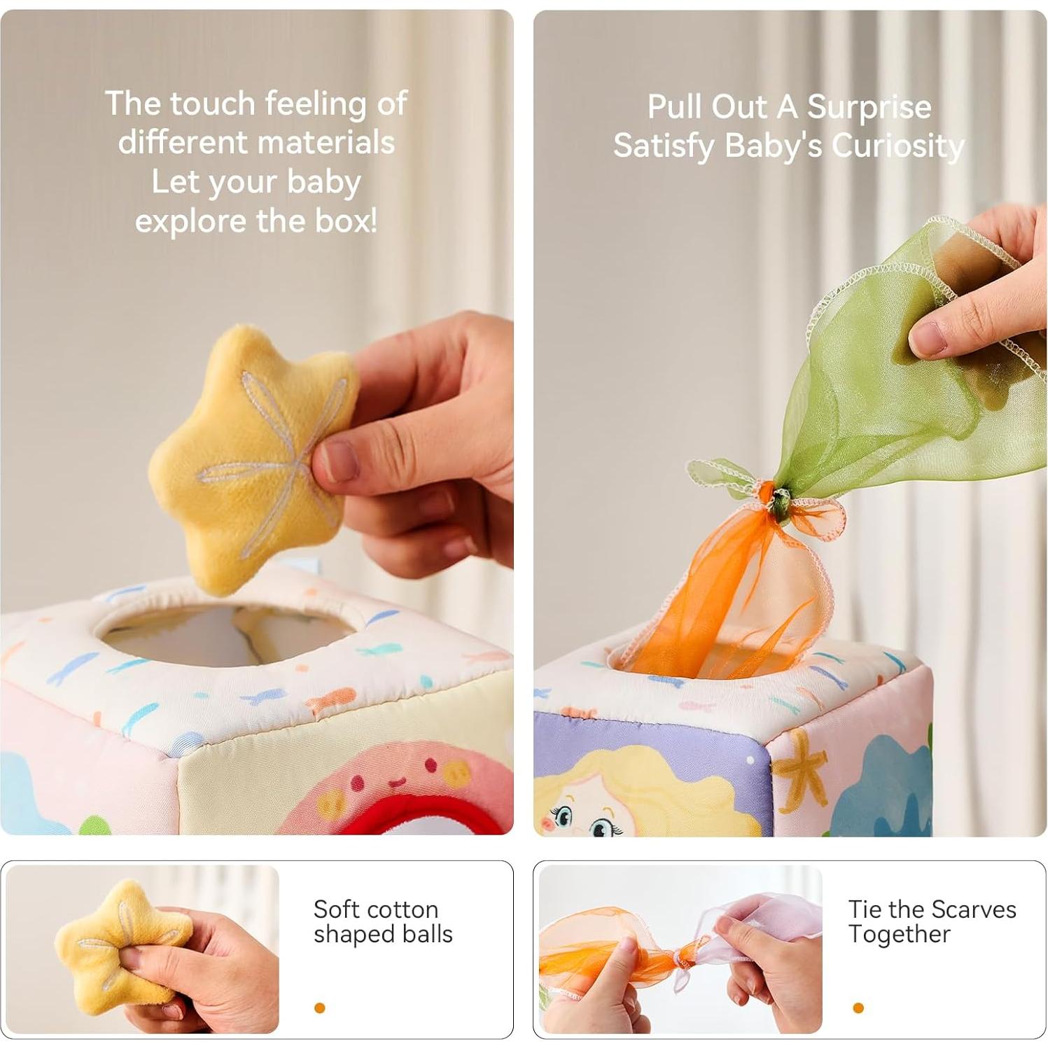 Caja de Juguete de Pañuelos Youuys para Bebés 6-18 Meses