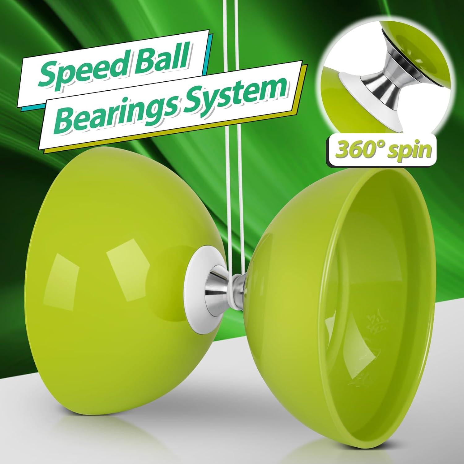 Yoyo Diabolo BODY RHYTHM Verde 12,7 cm con Palos y Cuerdas