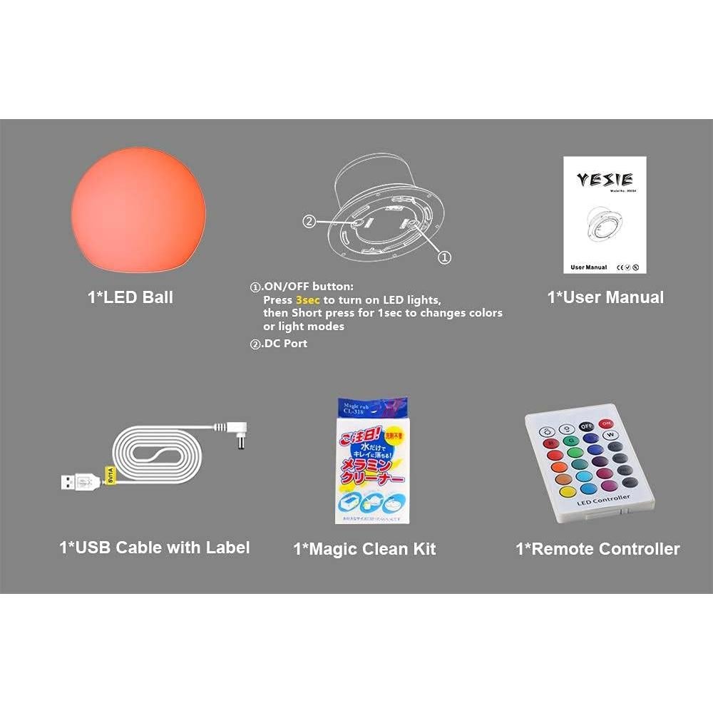 Luz de Bola LED YESIE 20 cm RGB Control Remoto IP67
