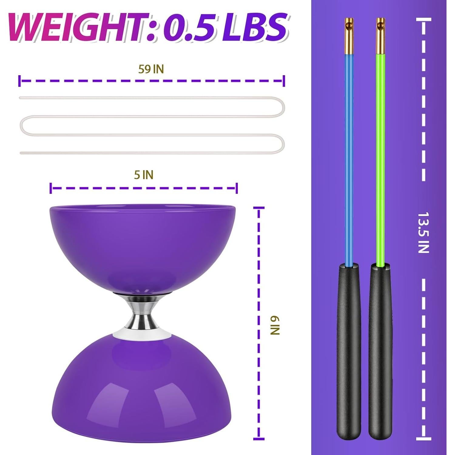 Yoyo Diabolo BODYRHYTHM Pro 12.7 cm con Palos y Cuerdas
