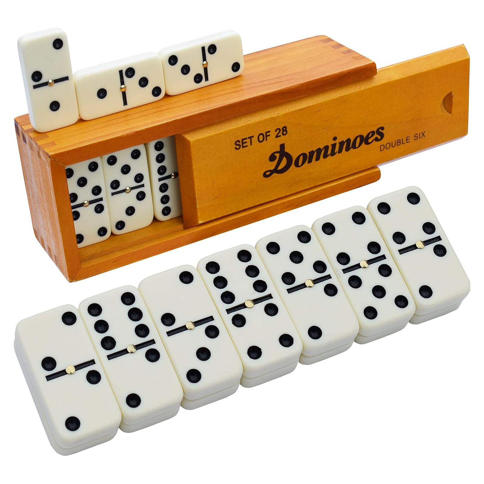 Juego de Dominó Queensell Doble 6 con Caja de Madera