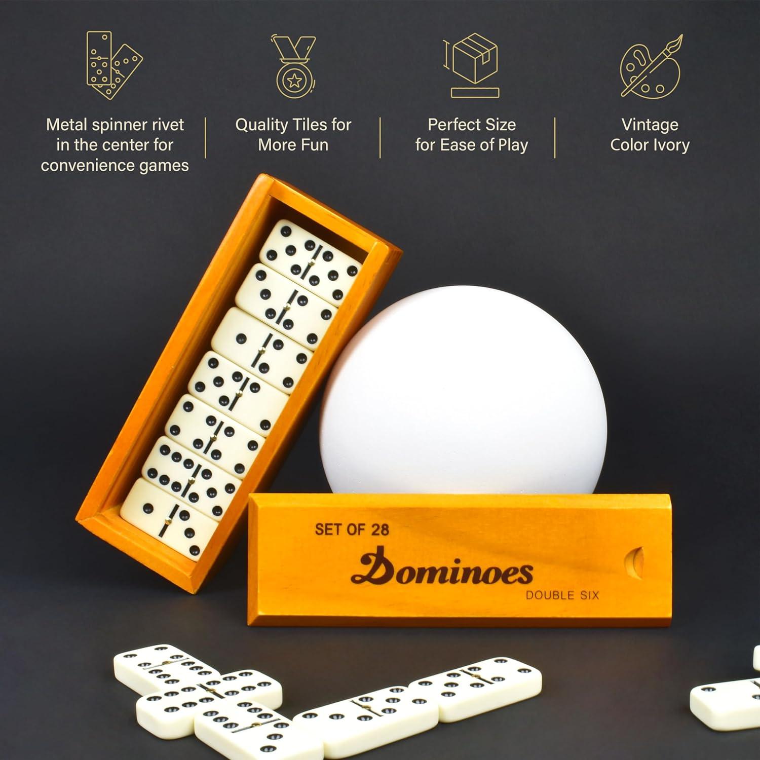 Juego de Dominó Queensell Doble 6 con Caja de Madera