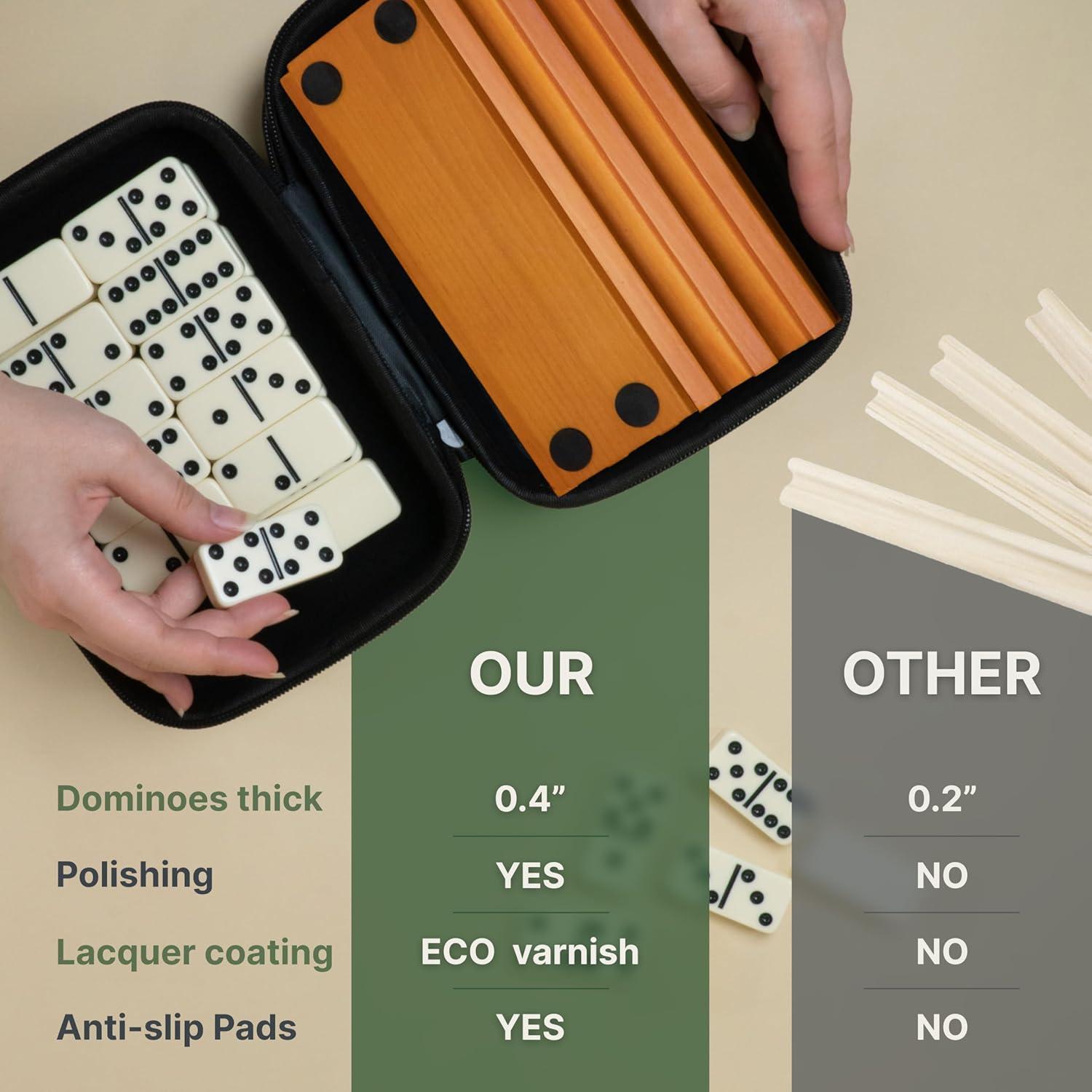 Juego de Dominó Queensell Doble 6 con 4 Soportes