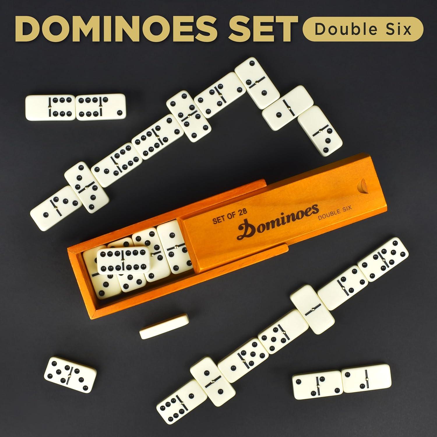 Juego de Dominó Queensell Doble 6 con Caja de Madera
