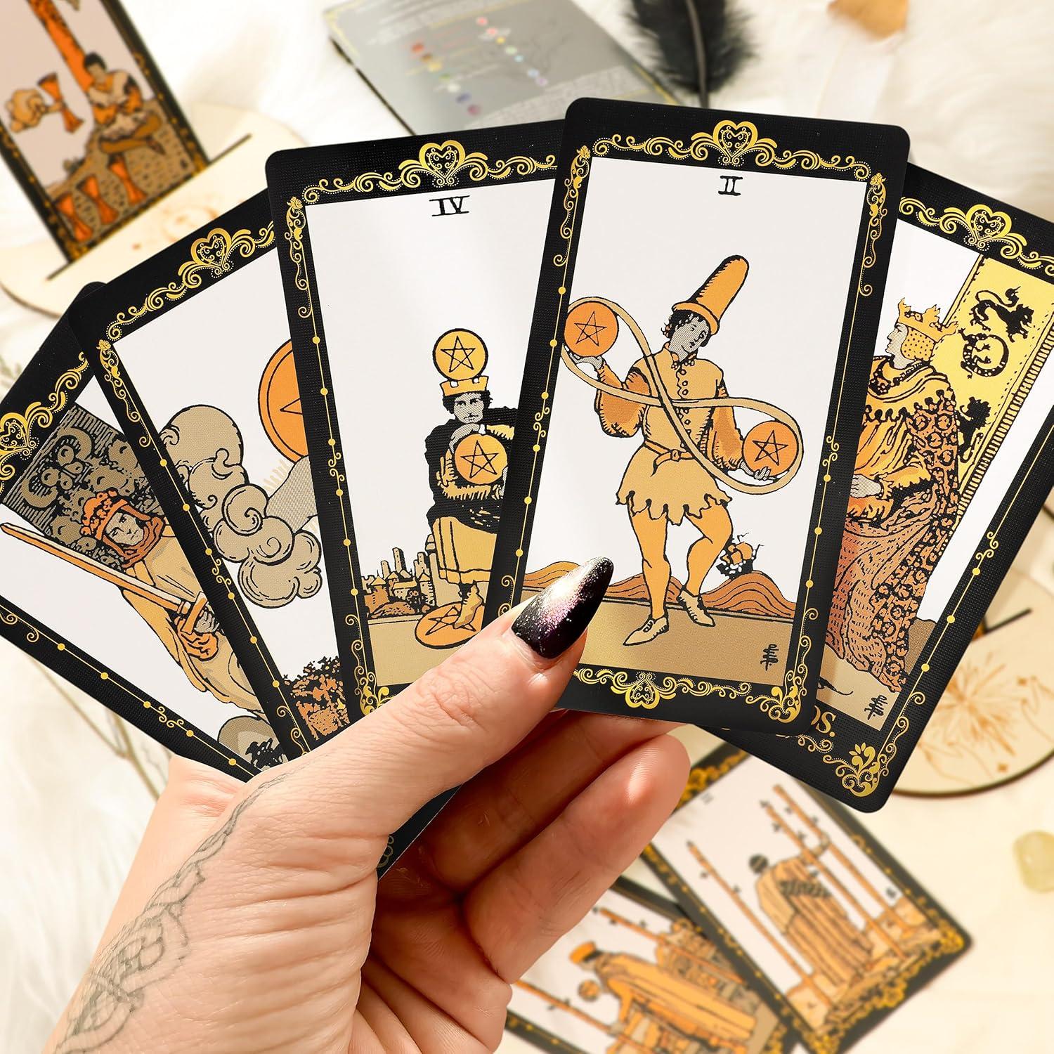 Set de Tarot SUGEYA 78 Cartas Negras con Guía y Accesorios
