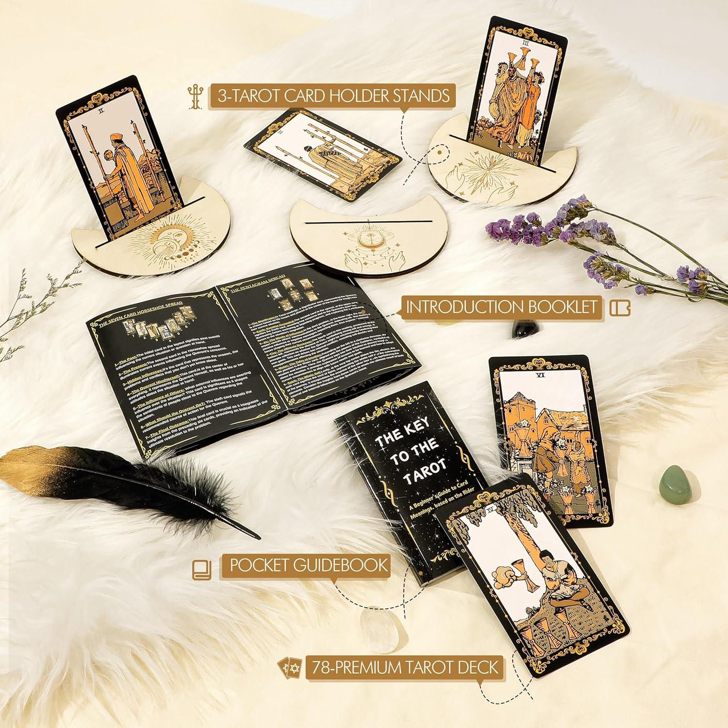 Set de Tarot SUGEYA 78 Cartas Negras con Guía y Accesorios