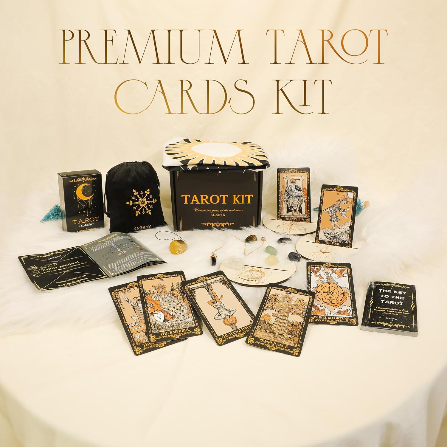 Set de Tarot SUGEYA 78 Cartas Negras con Guía y Accesorios