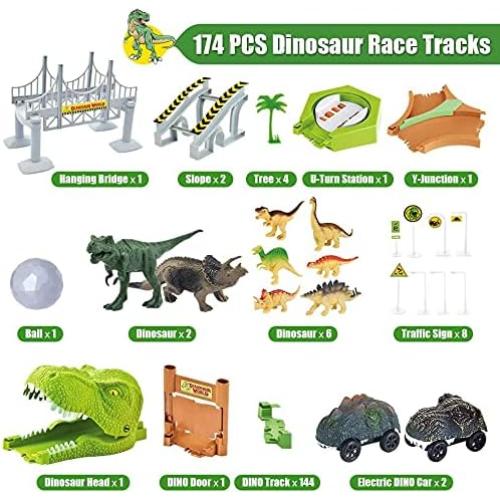 Set de Pista de Carreras de Dinosaurios Mini Tudou 174 Piezas