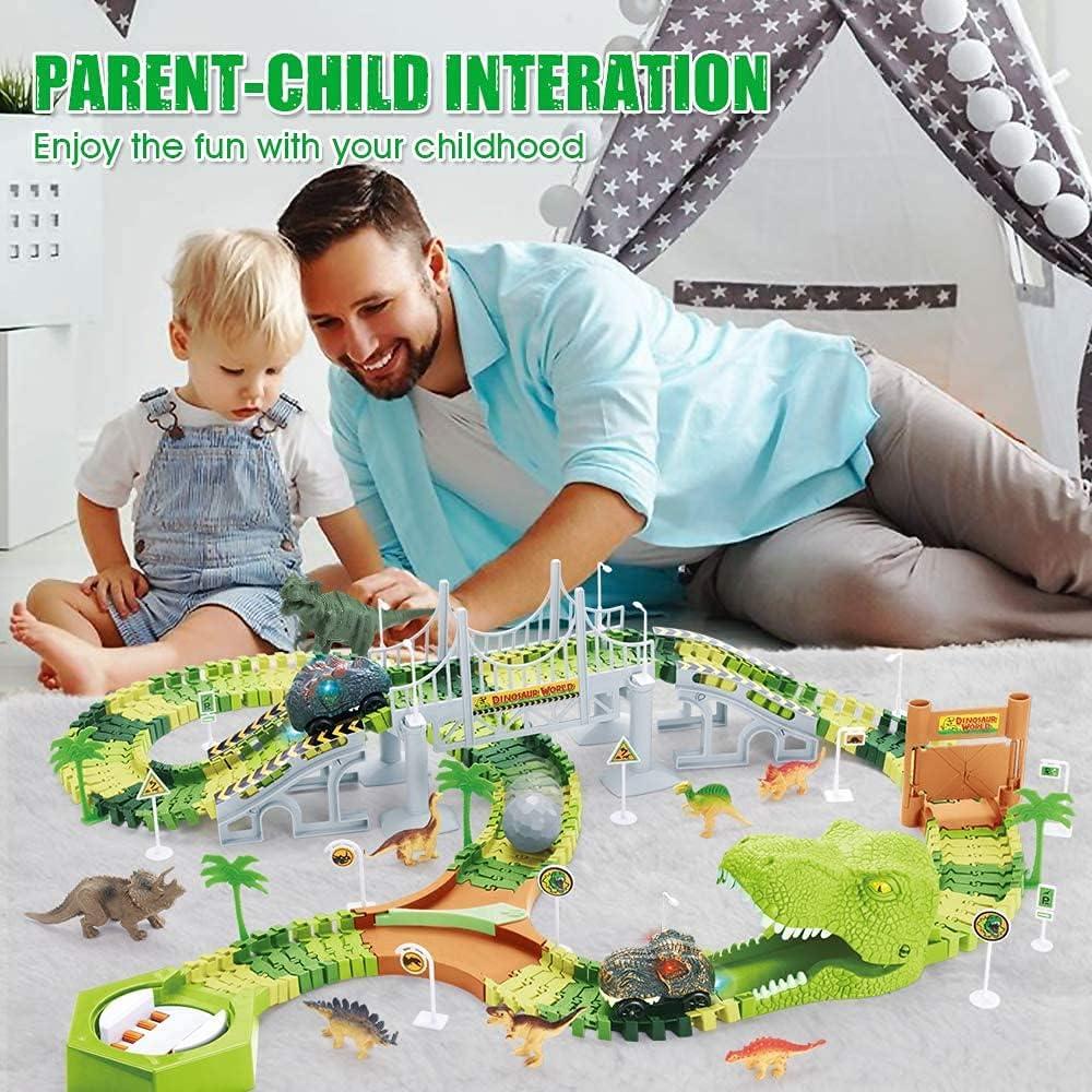 Set de Pista de Carreras de Dinosaurios Mini Tudou 174 Piezas
