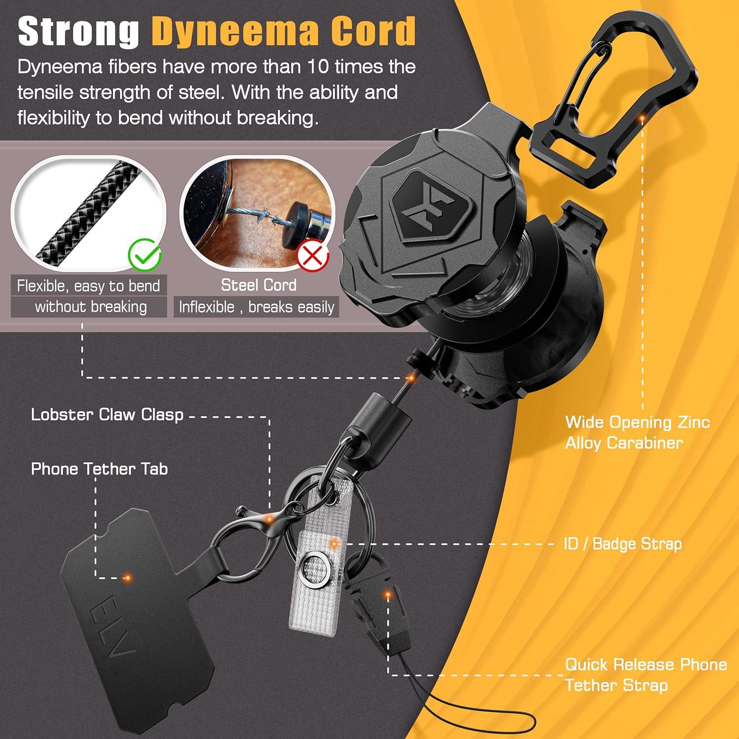 Cadena de Llave Retráctil ELV con Cierre Magnético y Mosquetón