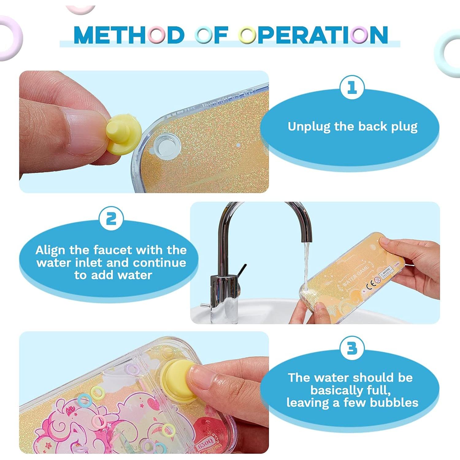 Juegos de Agua Portátiles Chalyna 4 Pcs Patrón Unicornio