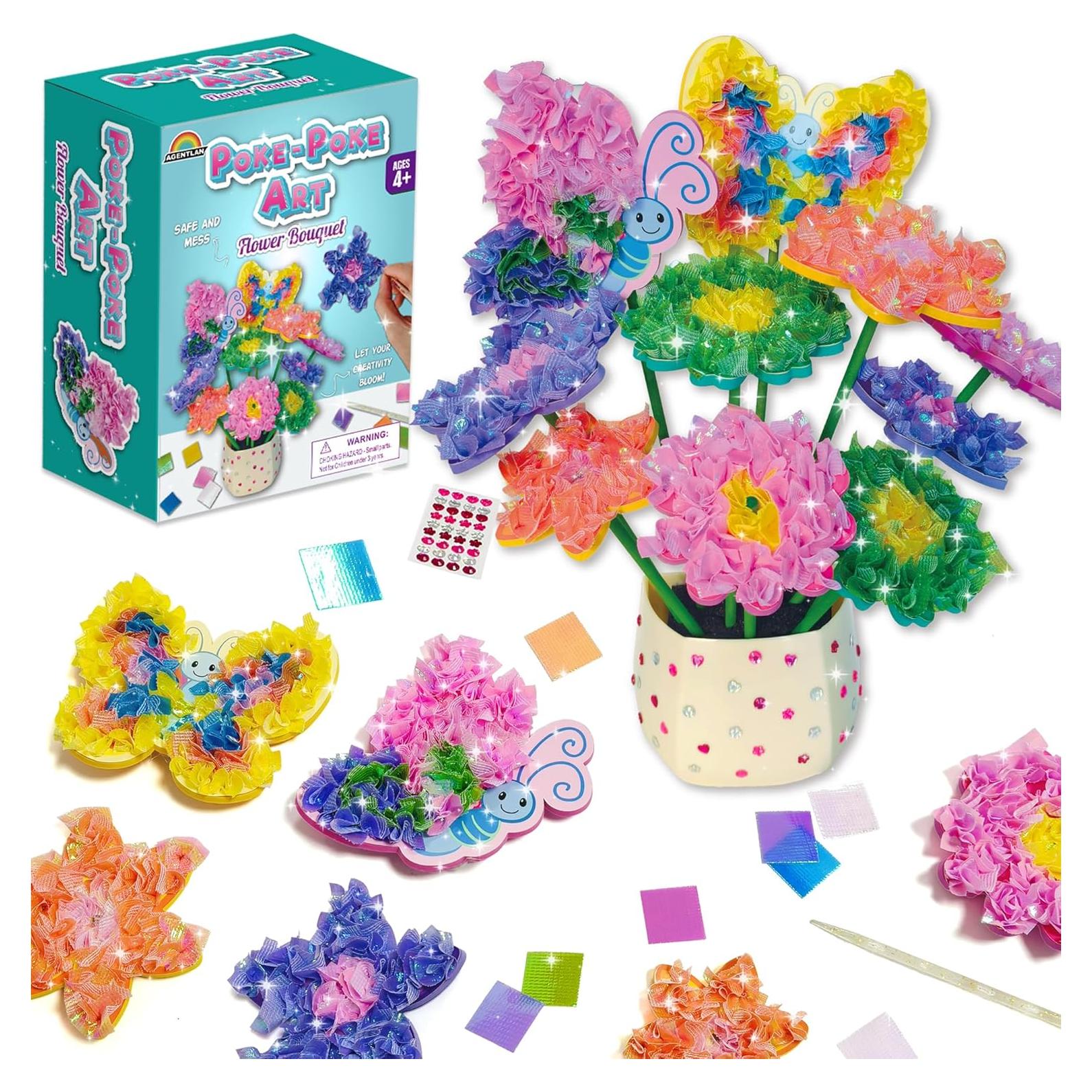Kit de Manualidades de Flores Poke AGENTLAN para Niños 3-9 Años