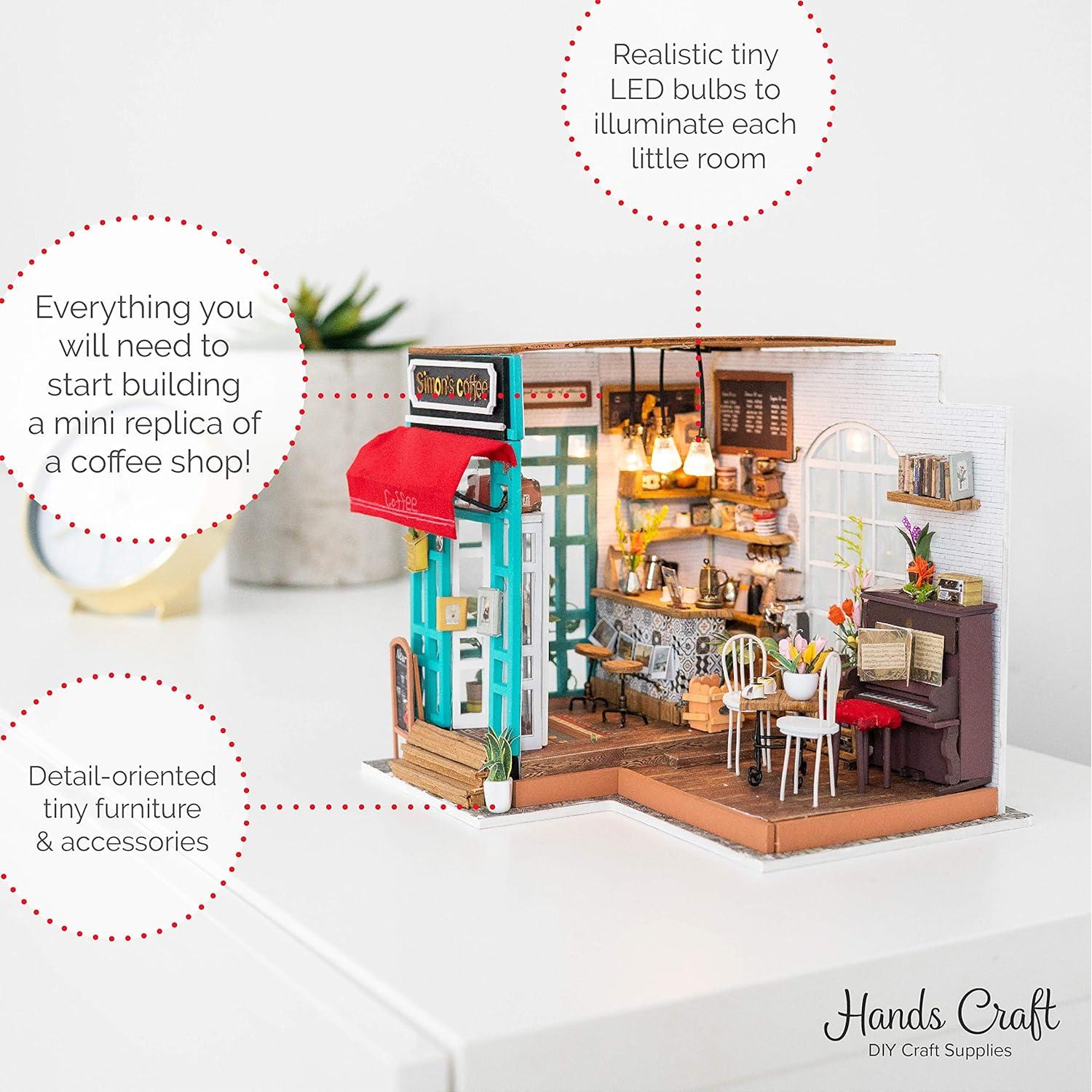 Kit Casa de Muñecas Miniatura DIY Hands Craft - Cafetería Simon 22.6x19.4cm