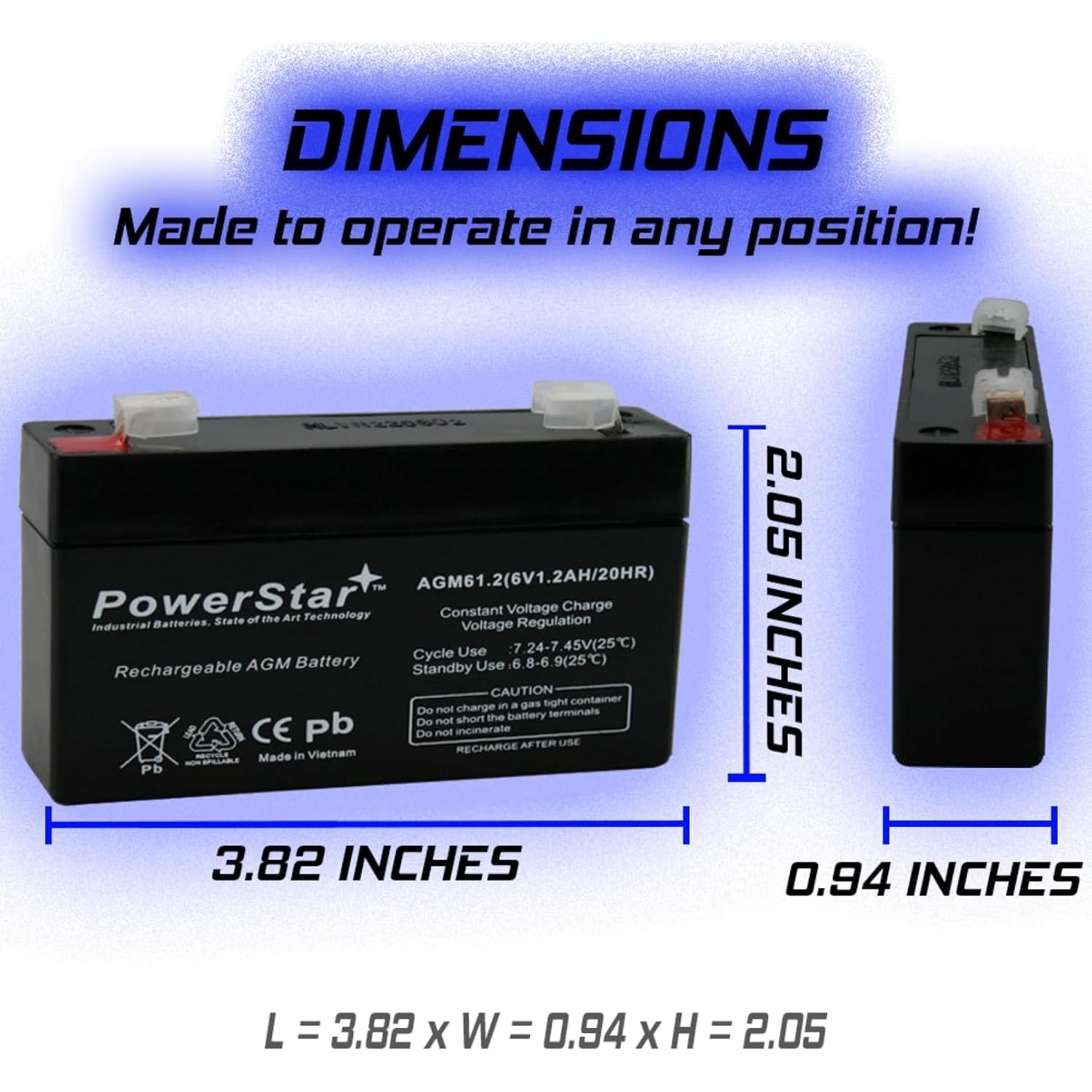 Batería AGM 6V PowerStar GE SIMON XT 1.2A sellada 2 años