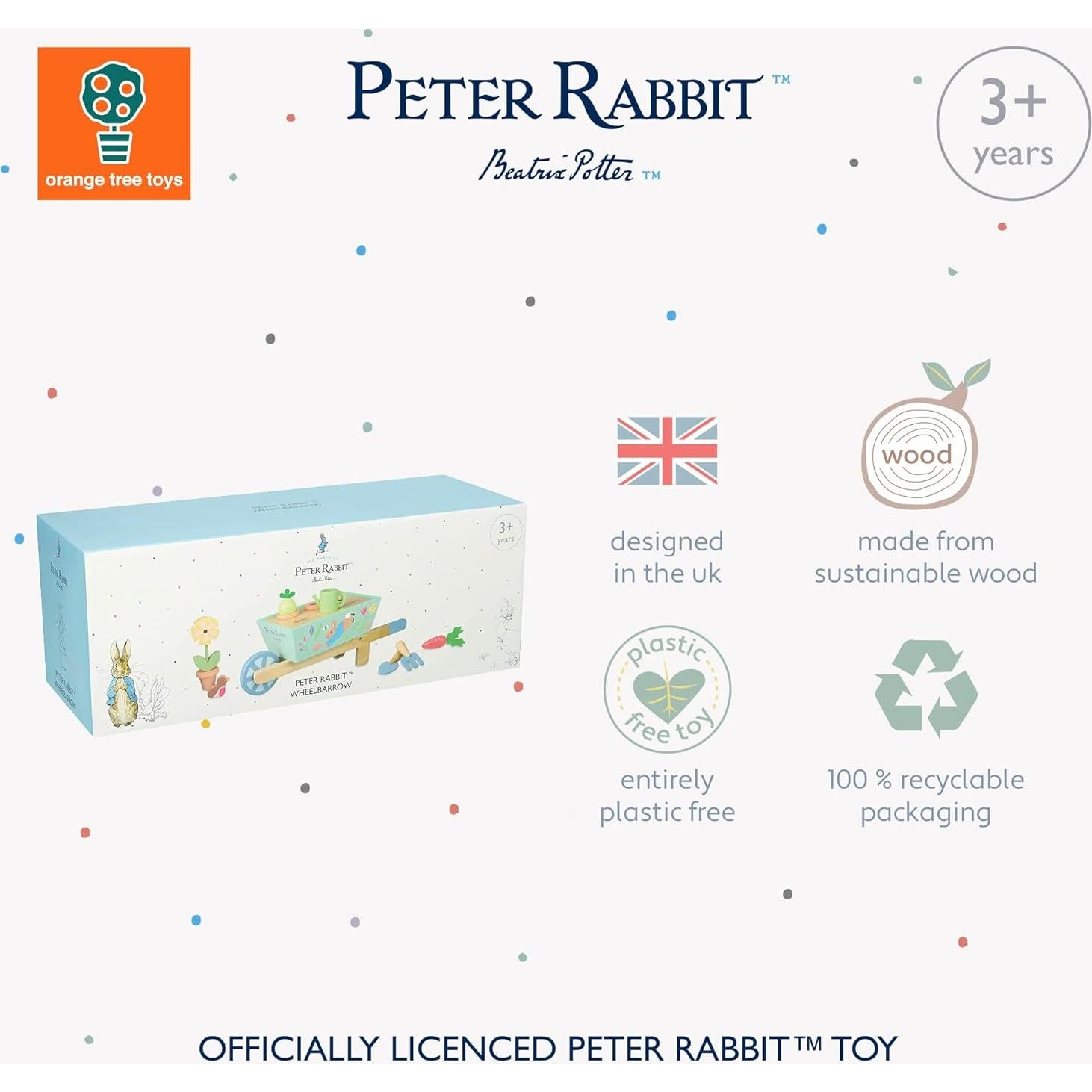 Carretilla de Madera Peter Rabbit con Accesorios de Jardín