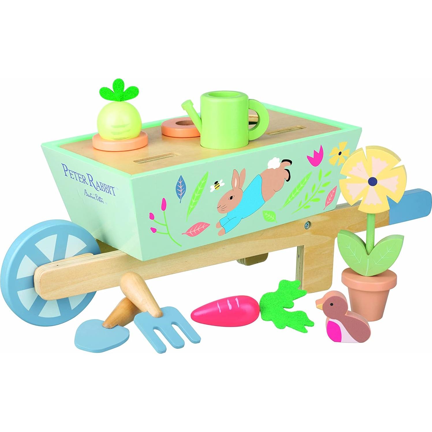 Carretilla de Madera Peter Rabbit con Accesorios de Jardín