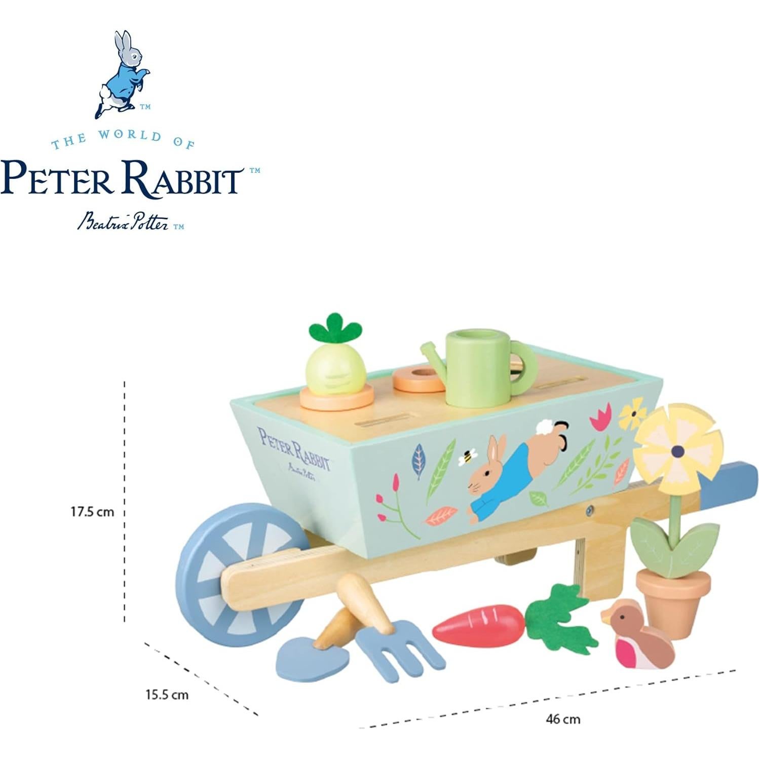 Carretilla de Madera Peter Rabbit con Accesorios de Jardín