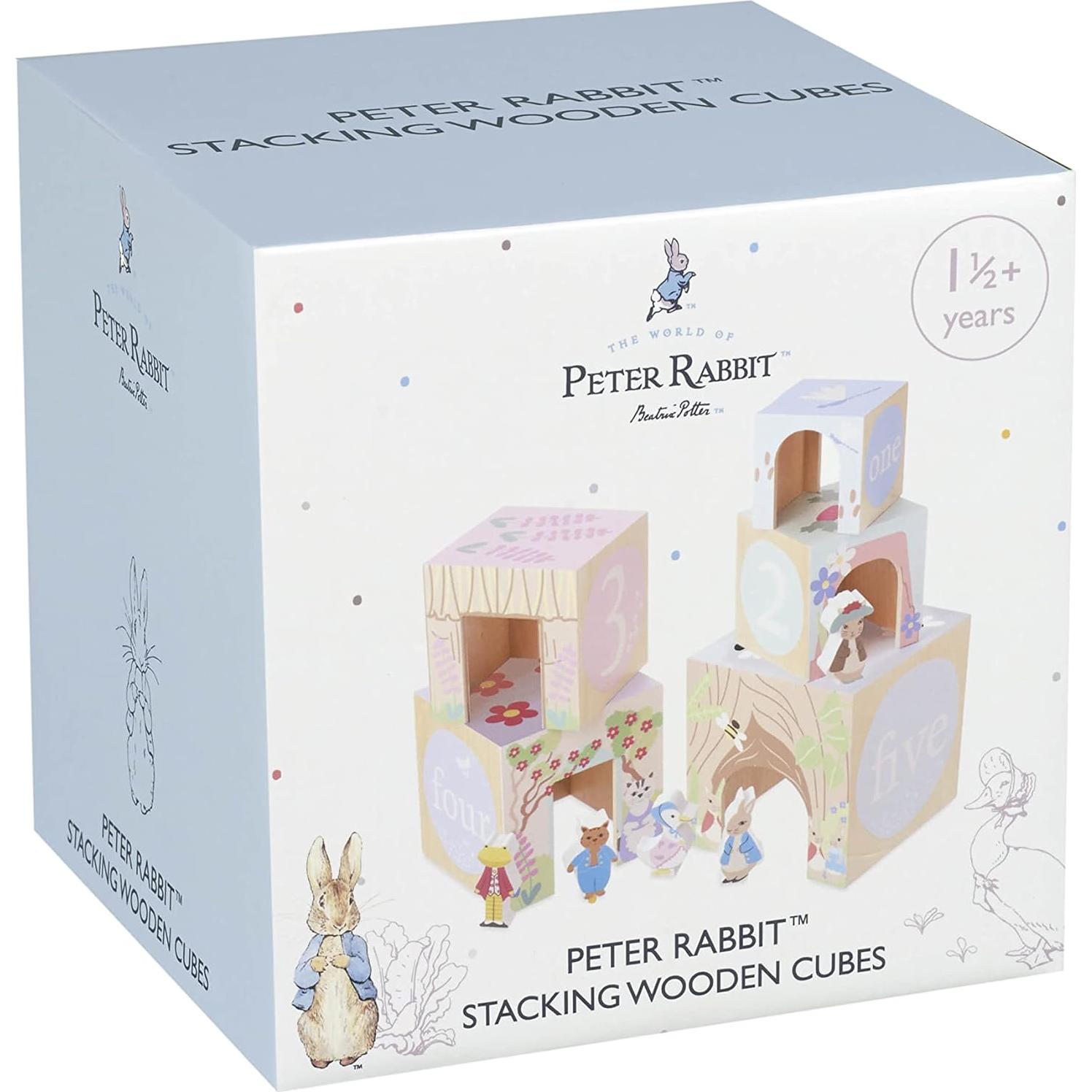 Cubos de Apilamiento de Madera Peter Rabbit - 5 Cubos y Figuras