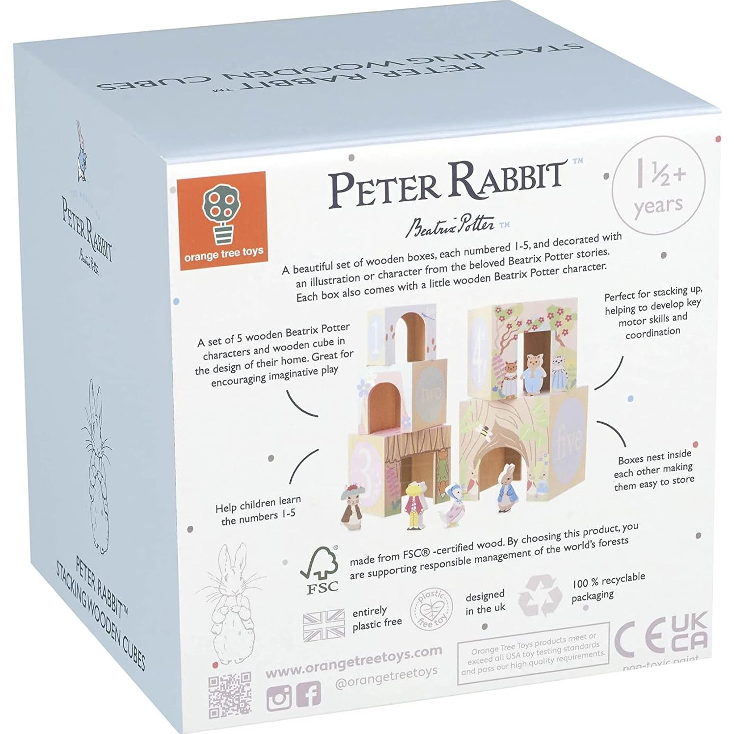 Cubos de Apilamiento de Madera Peter Rabbit - 5 Cubos y Figuras