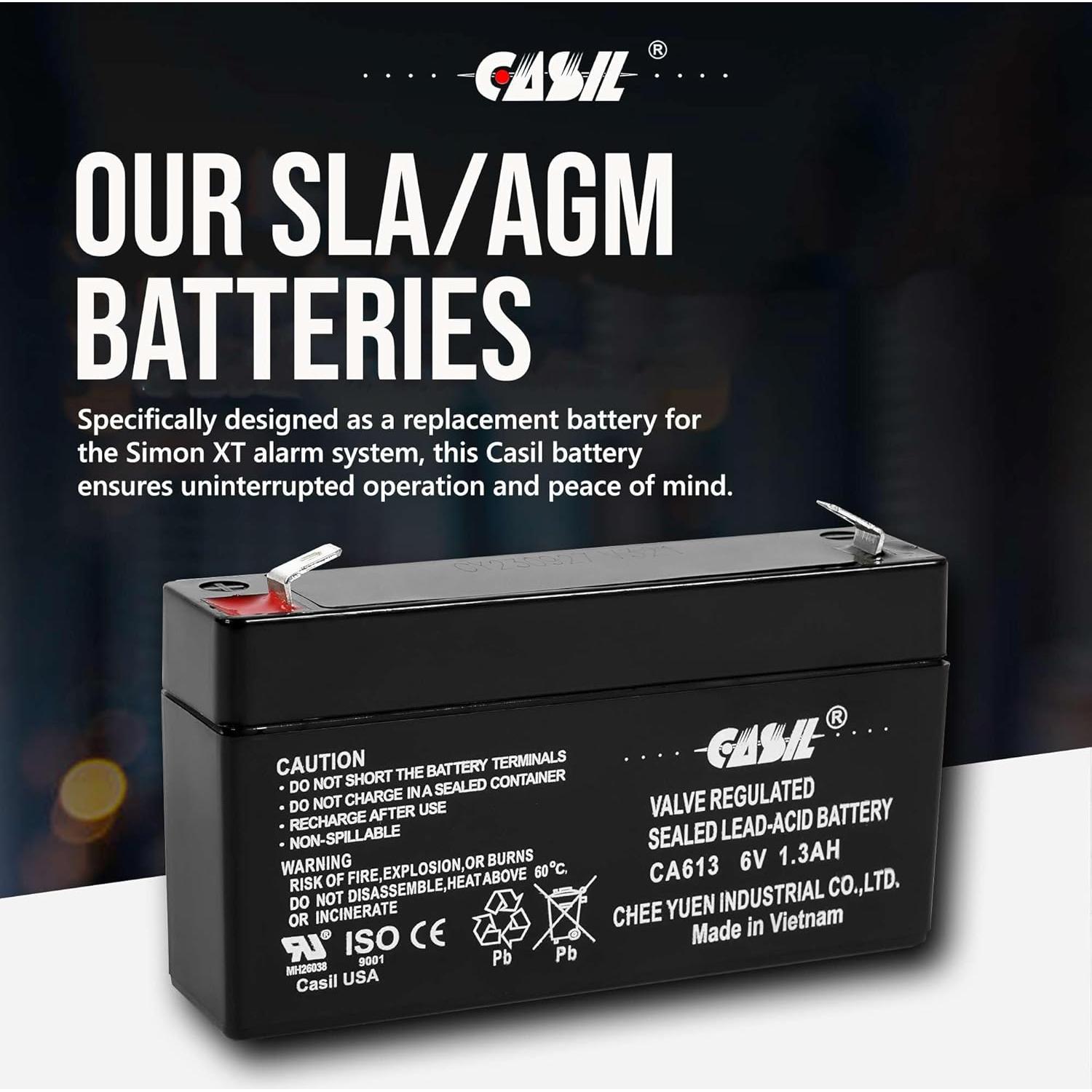 Batería de Reemplazo Casil 6V 1.3Ah CA613 para GE Simon 3