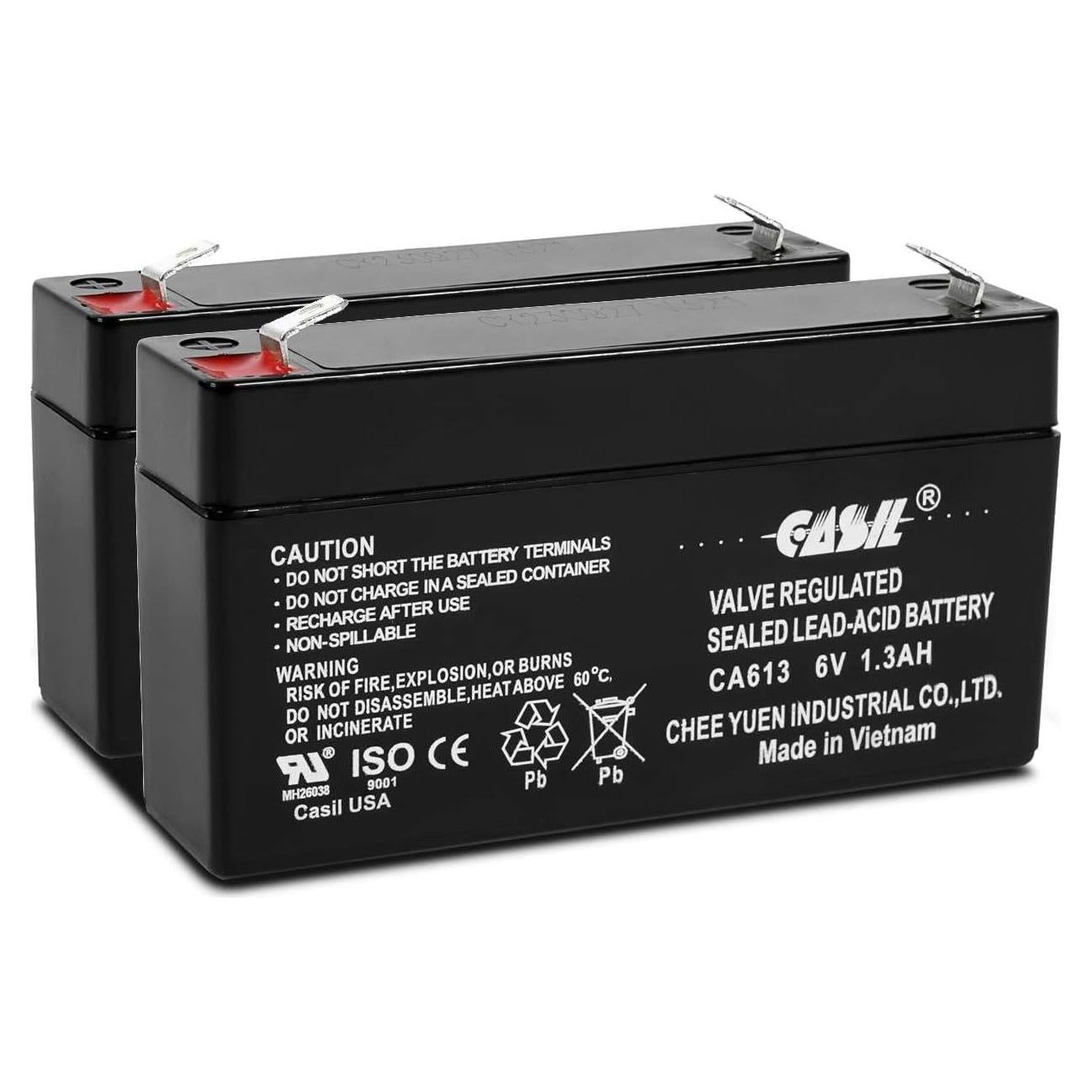 Batería de Reemplazo Casil 6V 1.3Ah 2 Pack para Alarmas
